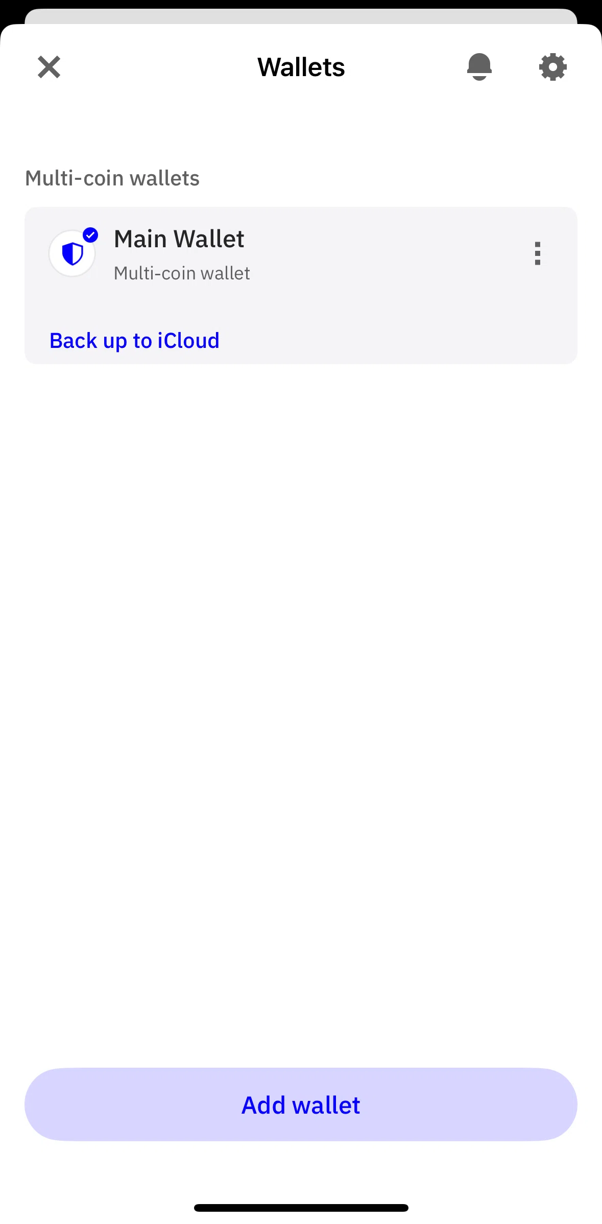 Trust Wallet Screen screen in the Settings flow