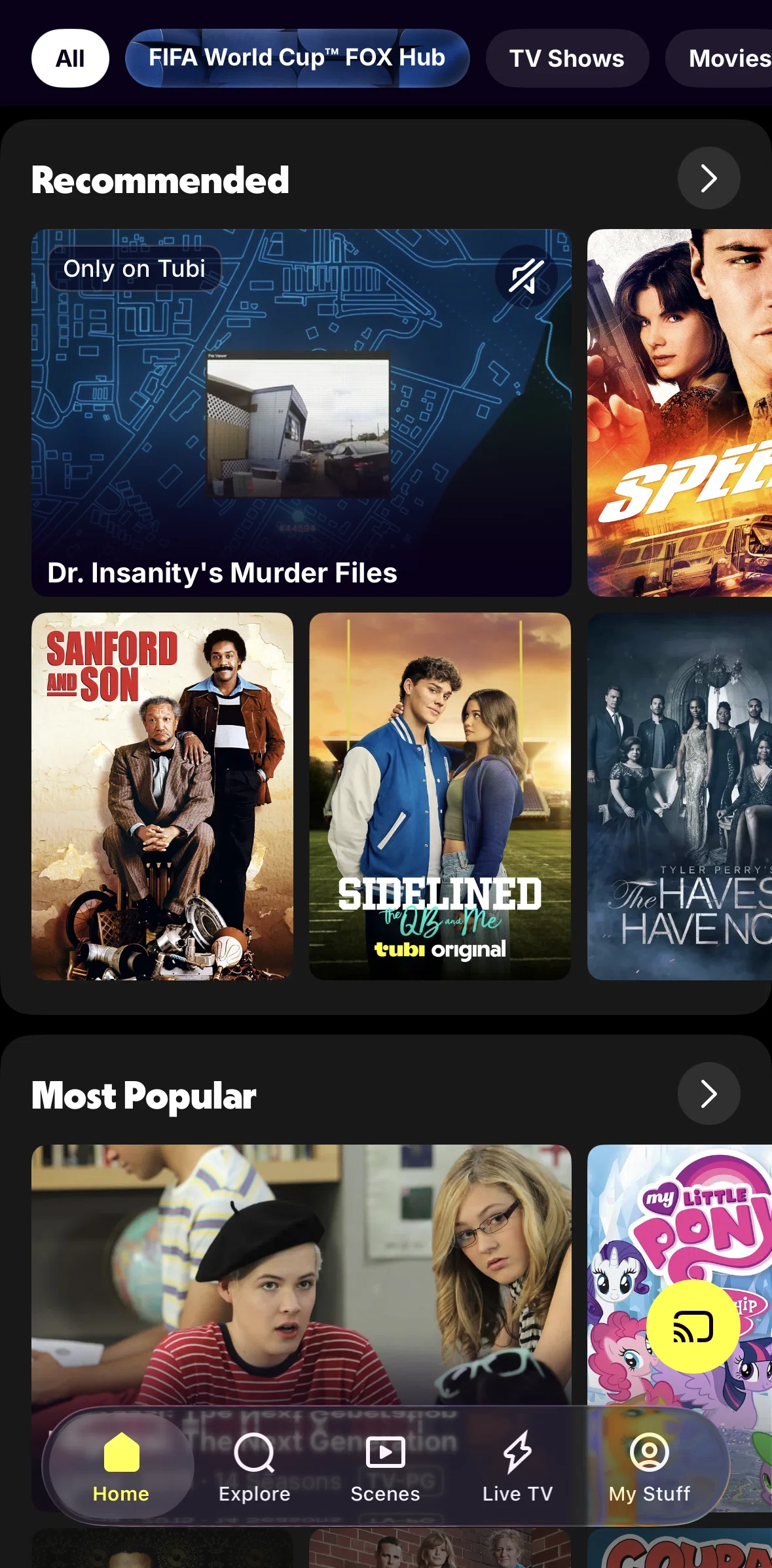Tubi Screen screen in the Recommended flow