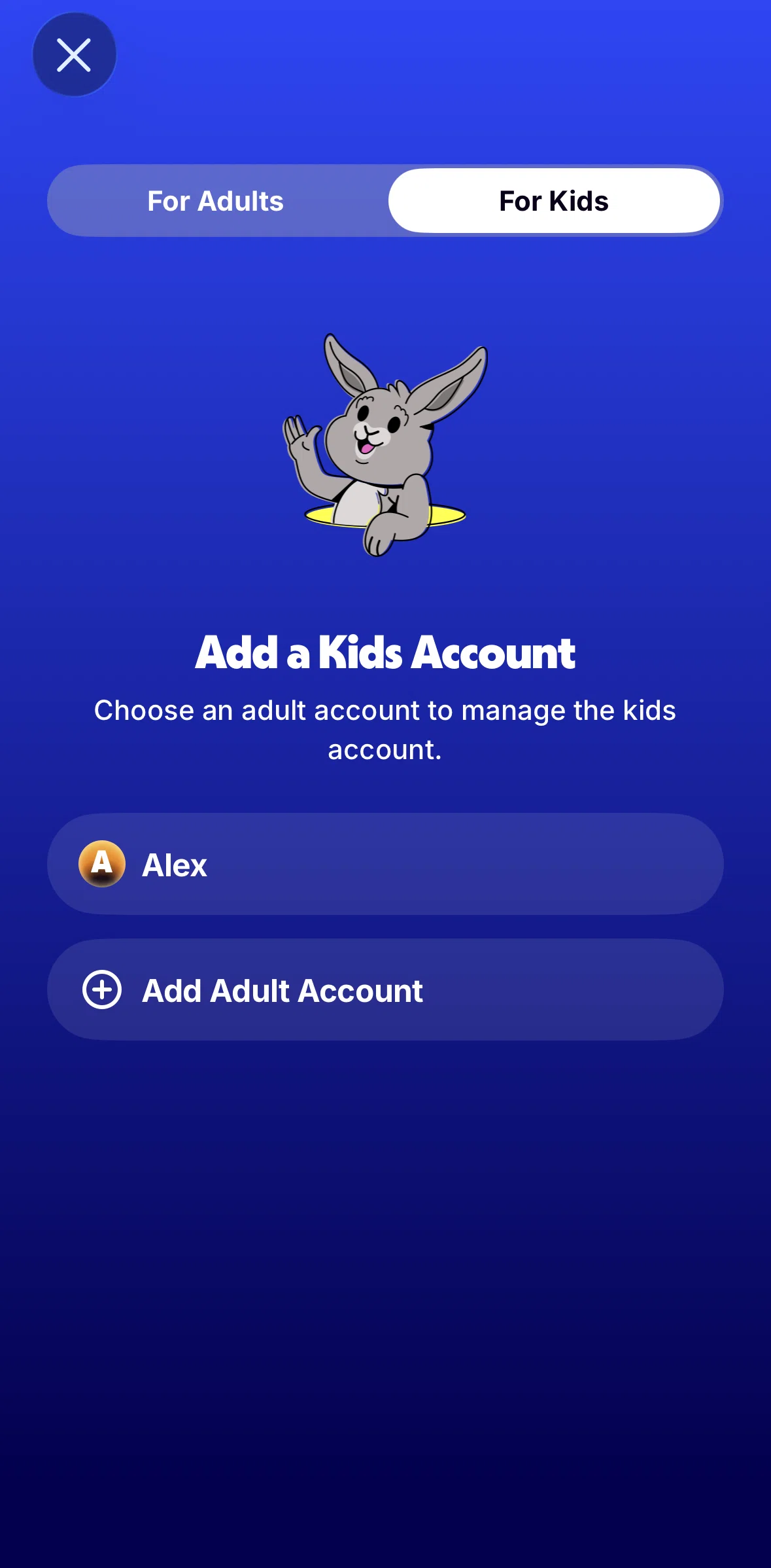 Tubi Screen screen in the Setting up a kids account flow
