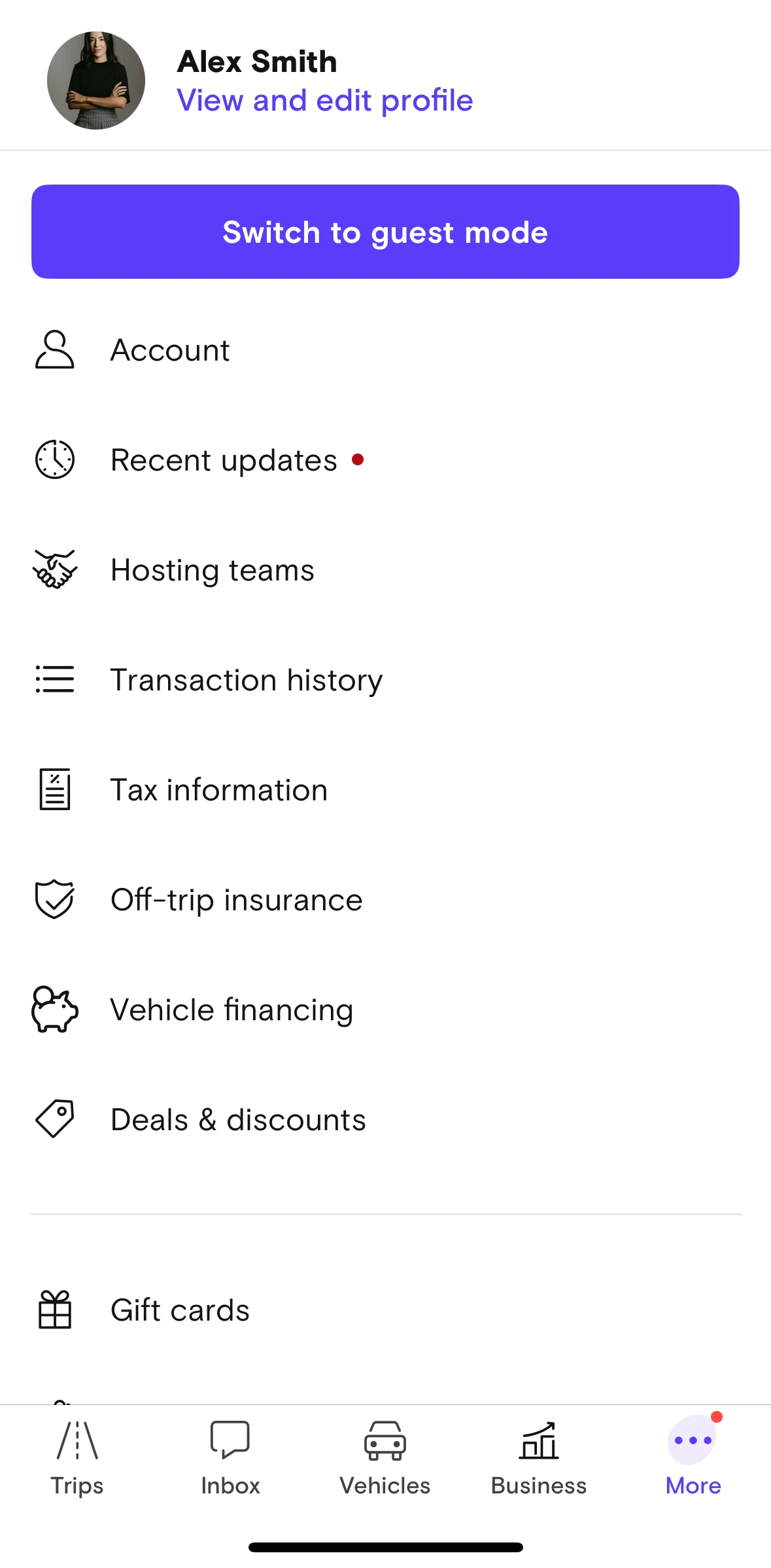 Turo Screen 1 screen in the Account (Host) flow
