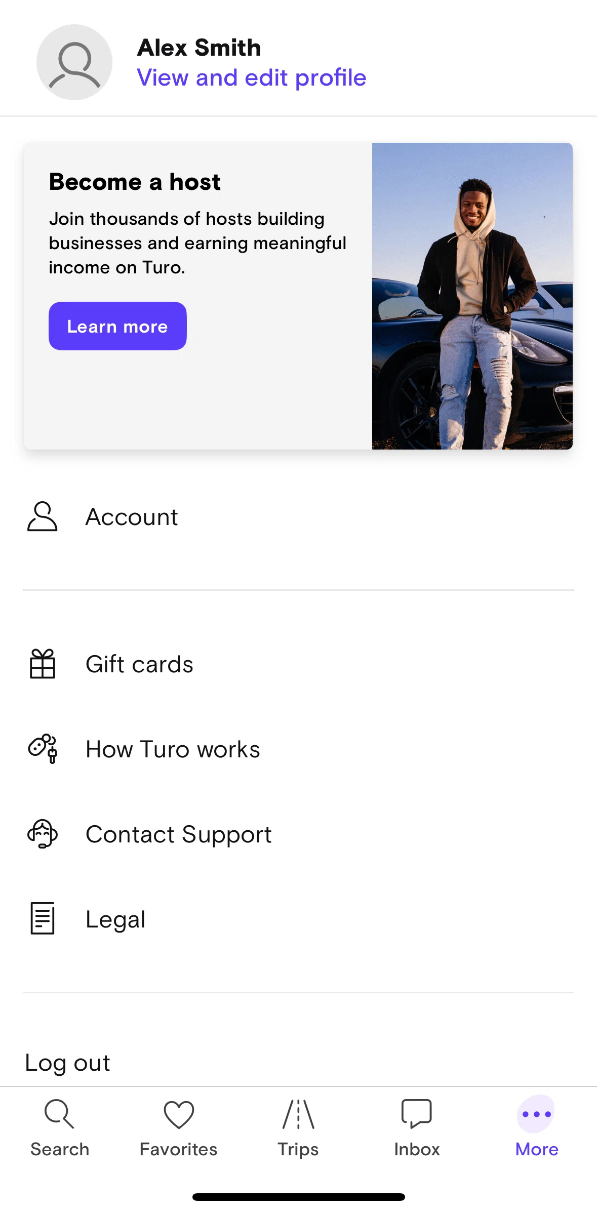 Turo Screen 1 screen in the Account flow