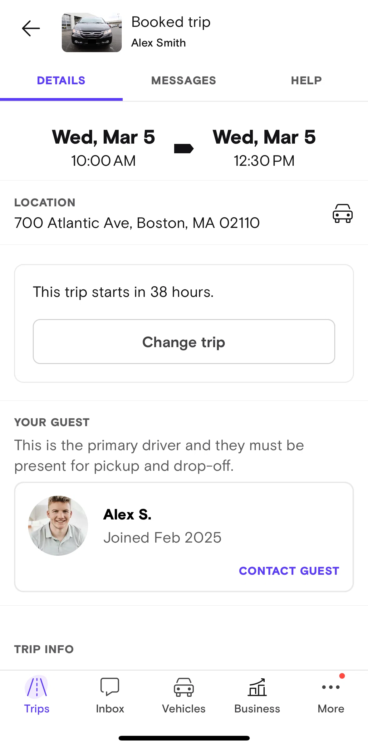 Turo Screen 1 screen in the Cancel a trip flow
