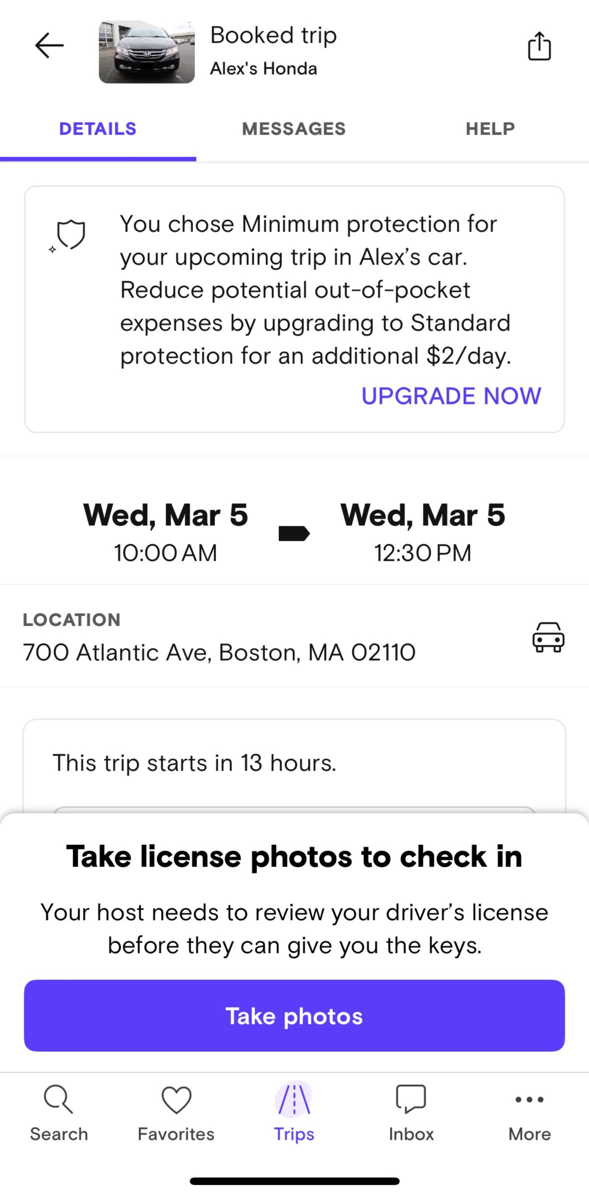 Turo Screen 1 screen in the Checking-in a car flow