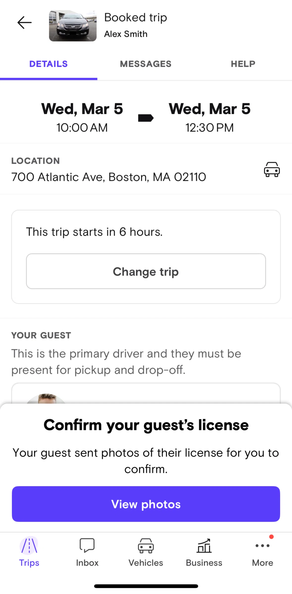 Turo Screen 1 screen in the Checking-in (Host) flow