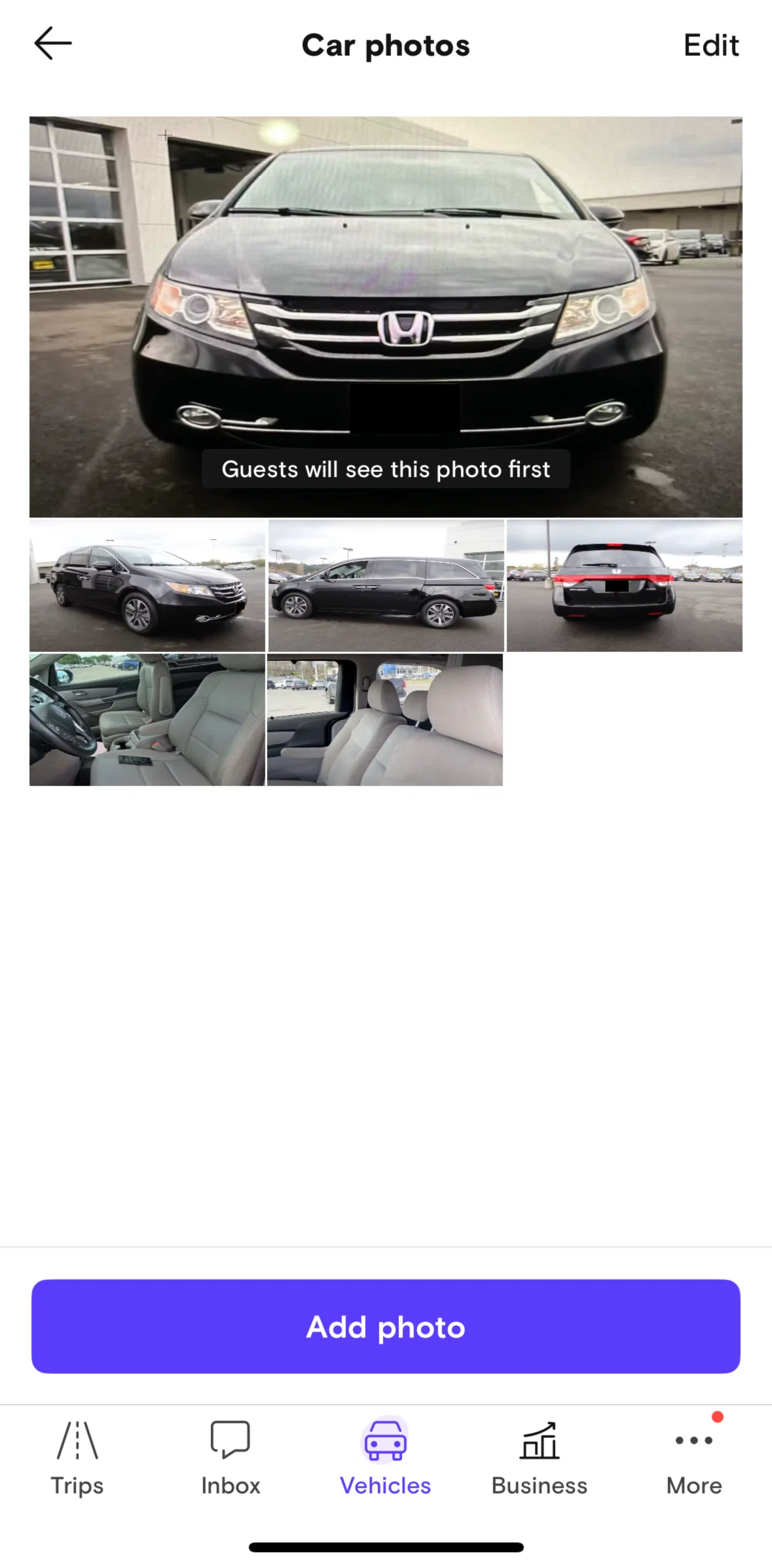 Turo Screen 1 screen in the Deleting photos flow
