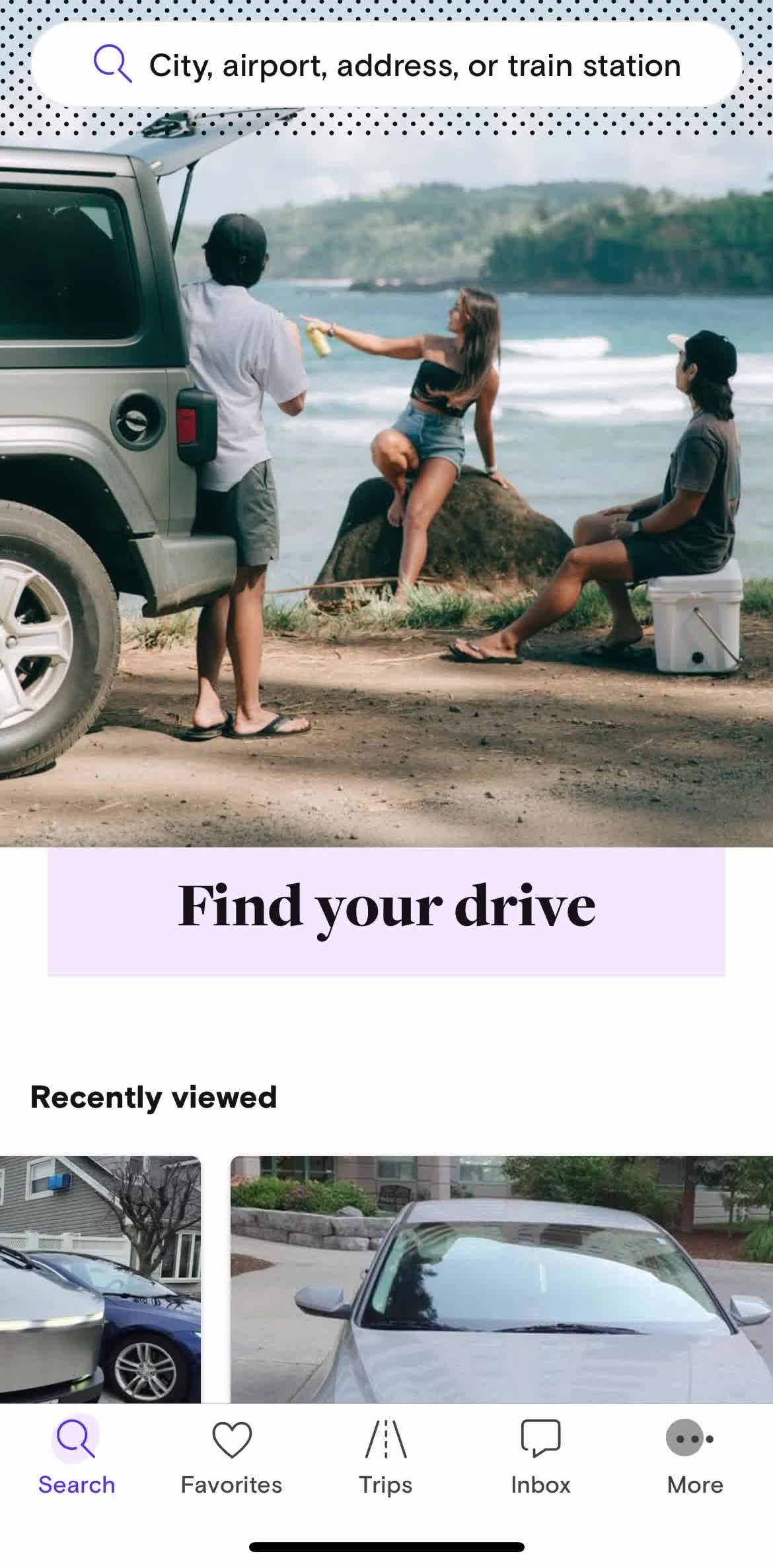 Turo Home screen in the Deleting Your Account flow