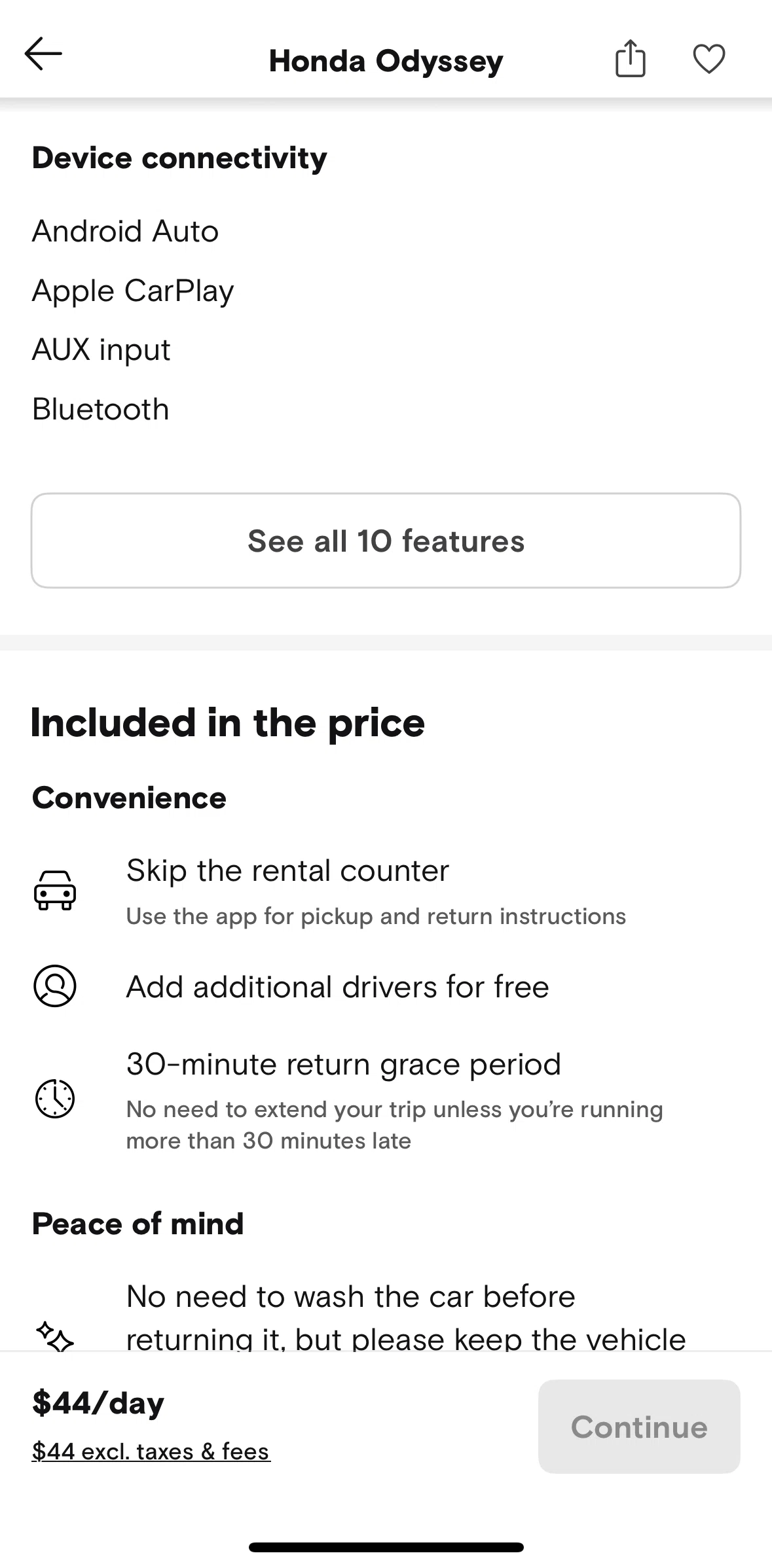 Turo Screen 1 screen in the Features flow