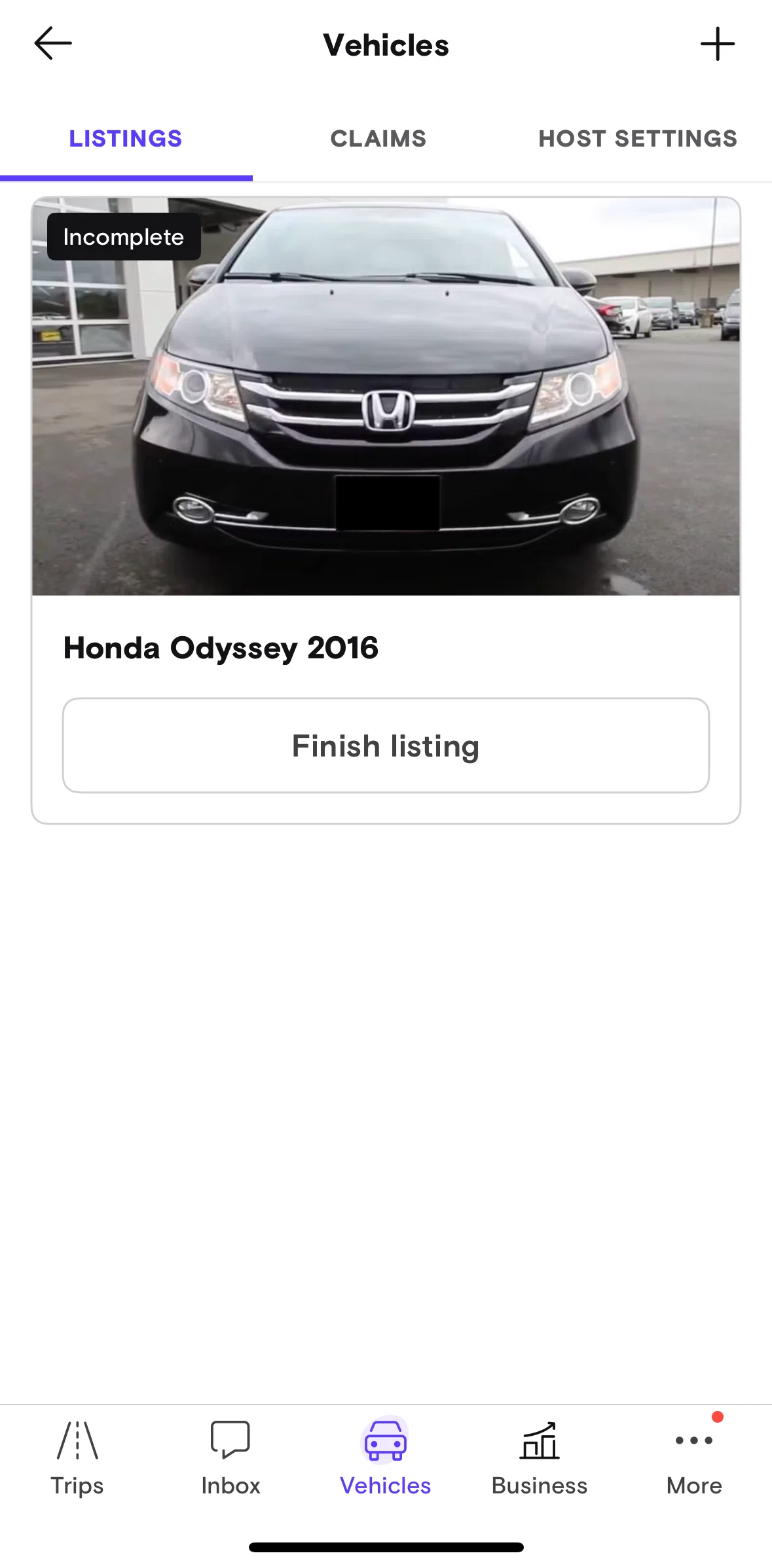 Turo Screen 1 screen in the Listings flow