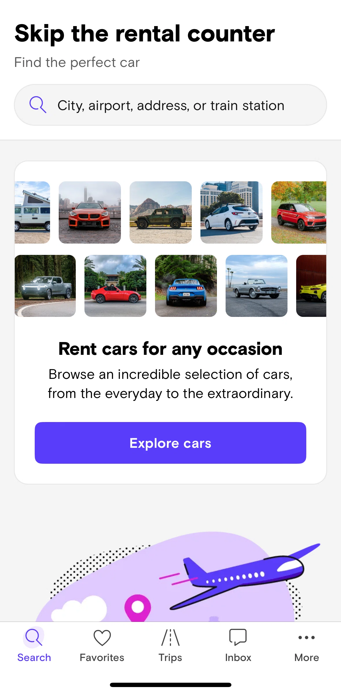 Turo Screen 1 screen in the Search flow
