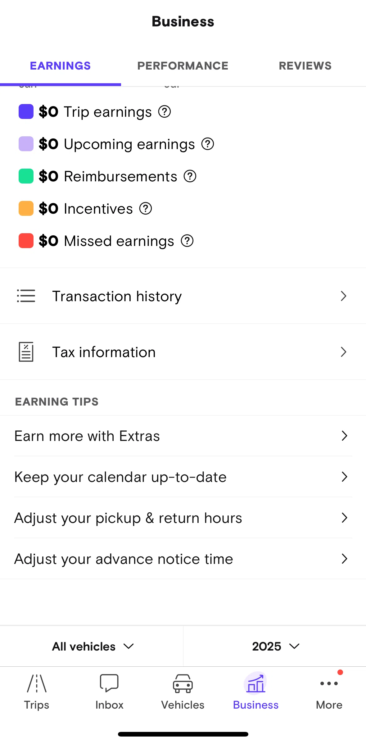 Turo Screen 1 screen in the Transaction history flow