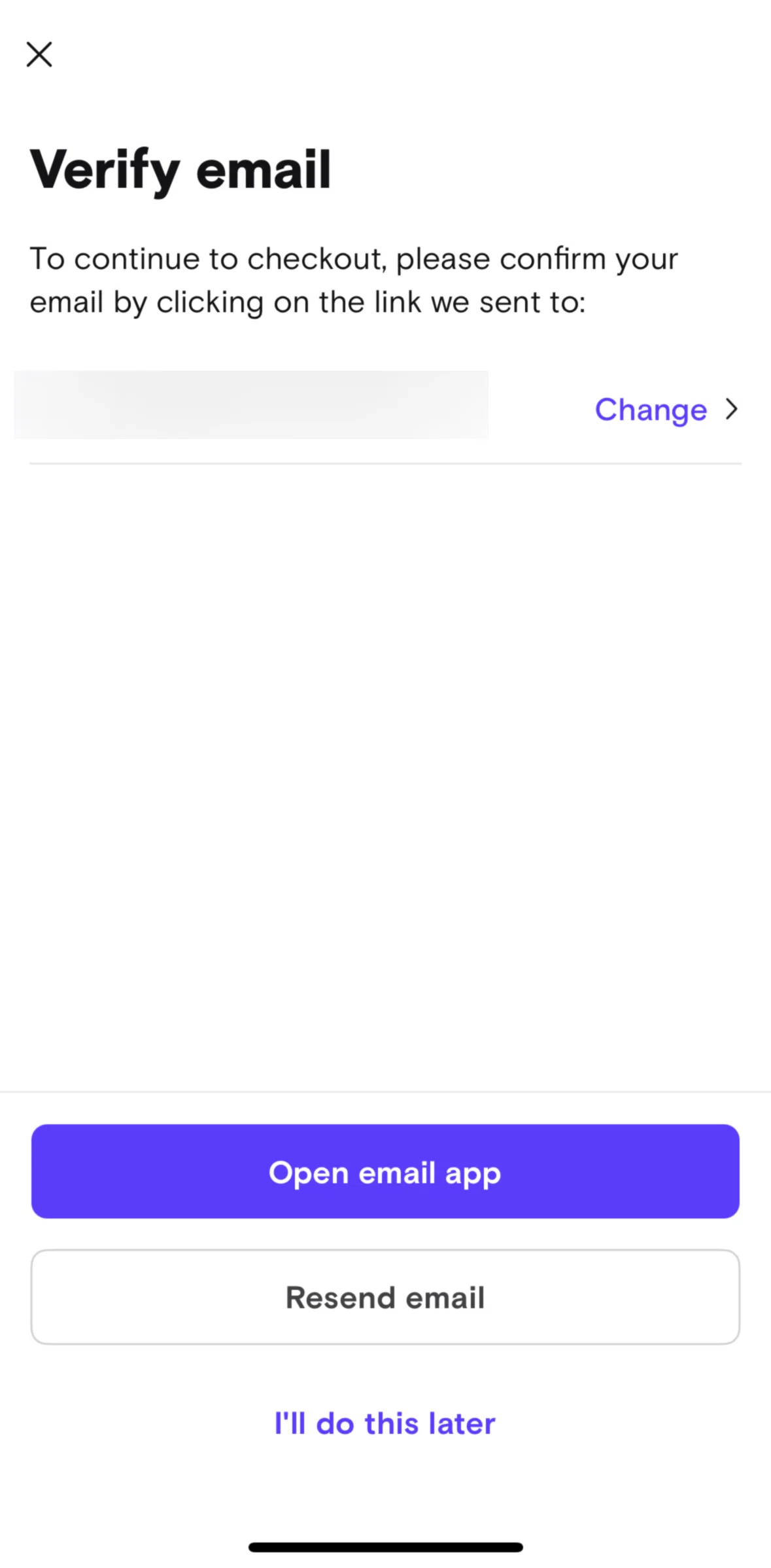 Turo Screen 1 screen in the Verifying email flow