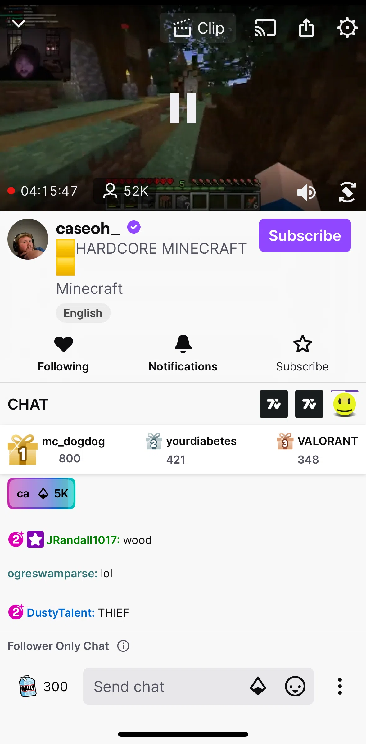 Twitch Screen screen in the Chat settings flow