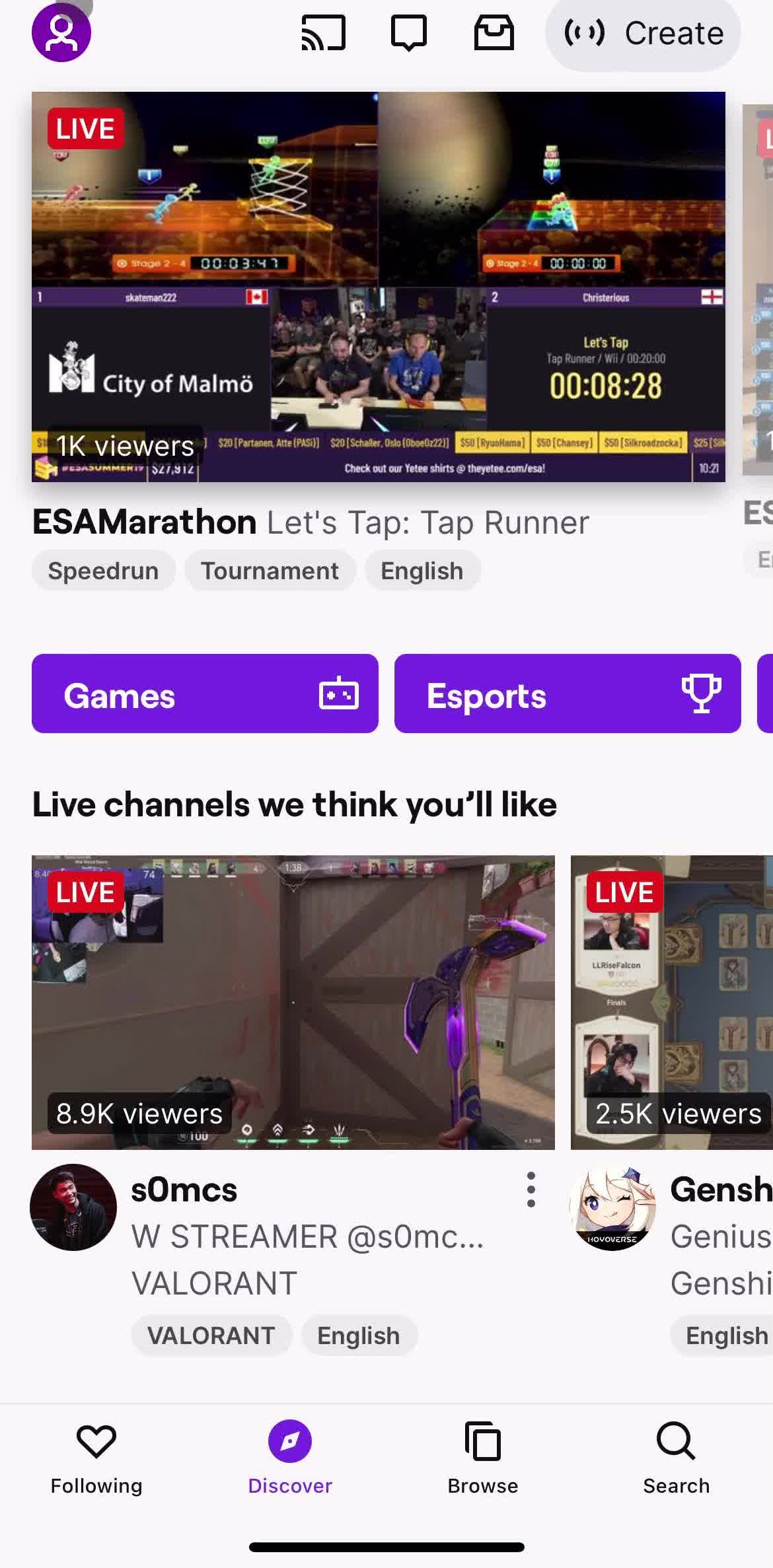 Twitch Home screen in the Deactivating Your Account flow