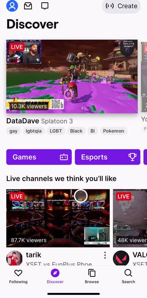Twitch Discover screen in the Deleting Your Account flow