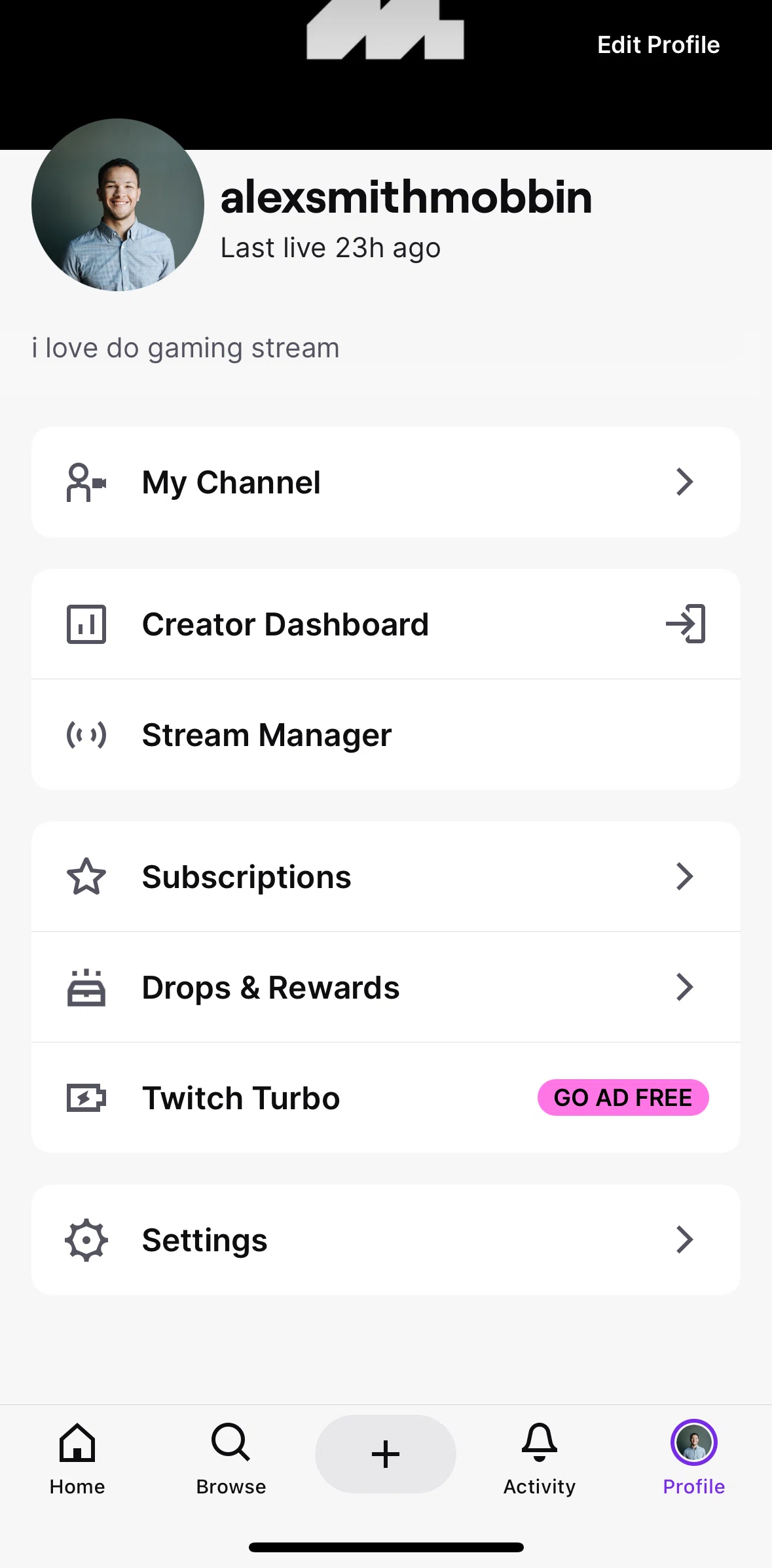 Twitch Screen screen in the Drops & rewards flow