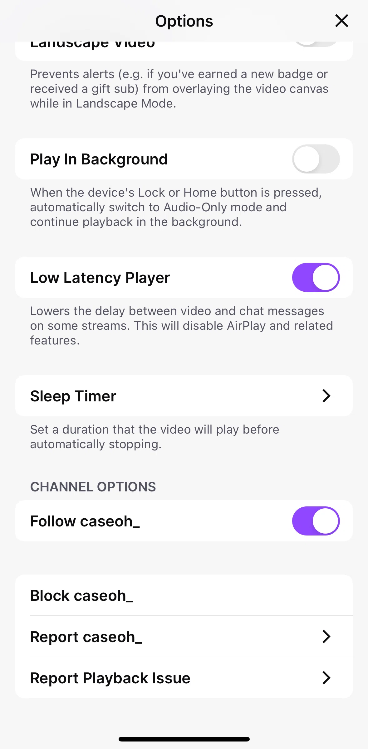 Twitch Screen screen in the Enabling sleep timer flow