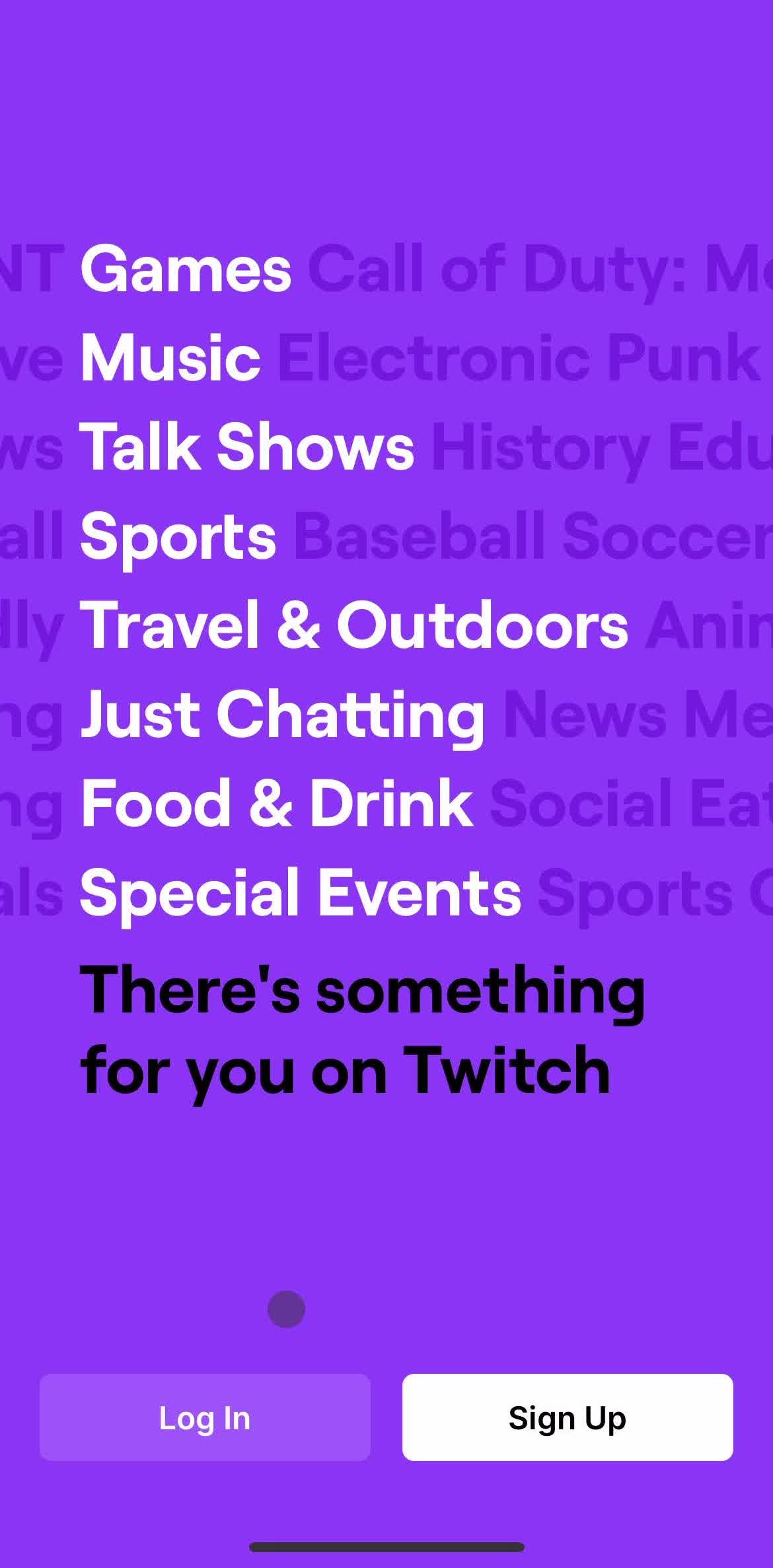 Twitch Login screen in the Logging In flow