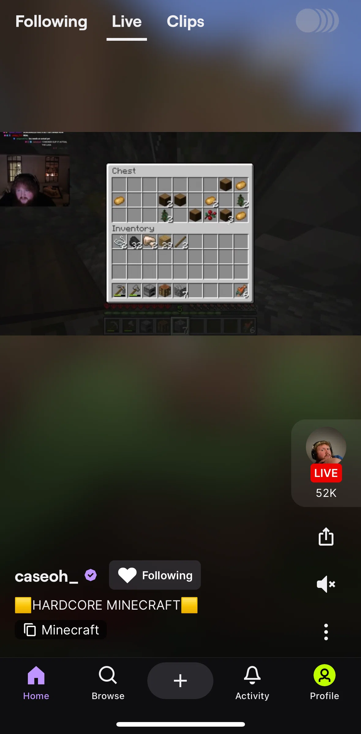 Twitch Screen screen in the Stream detail flow
