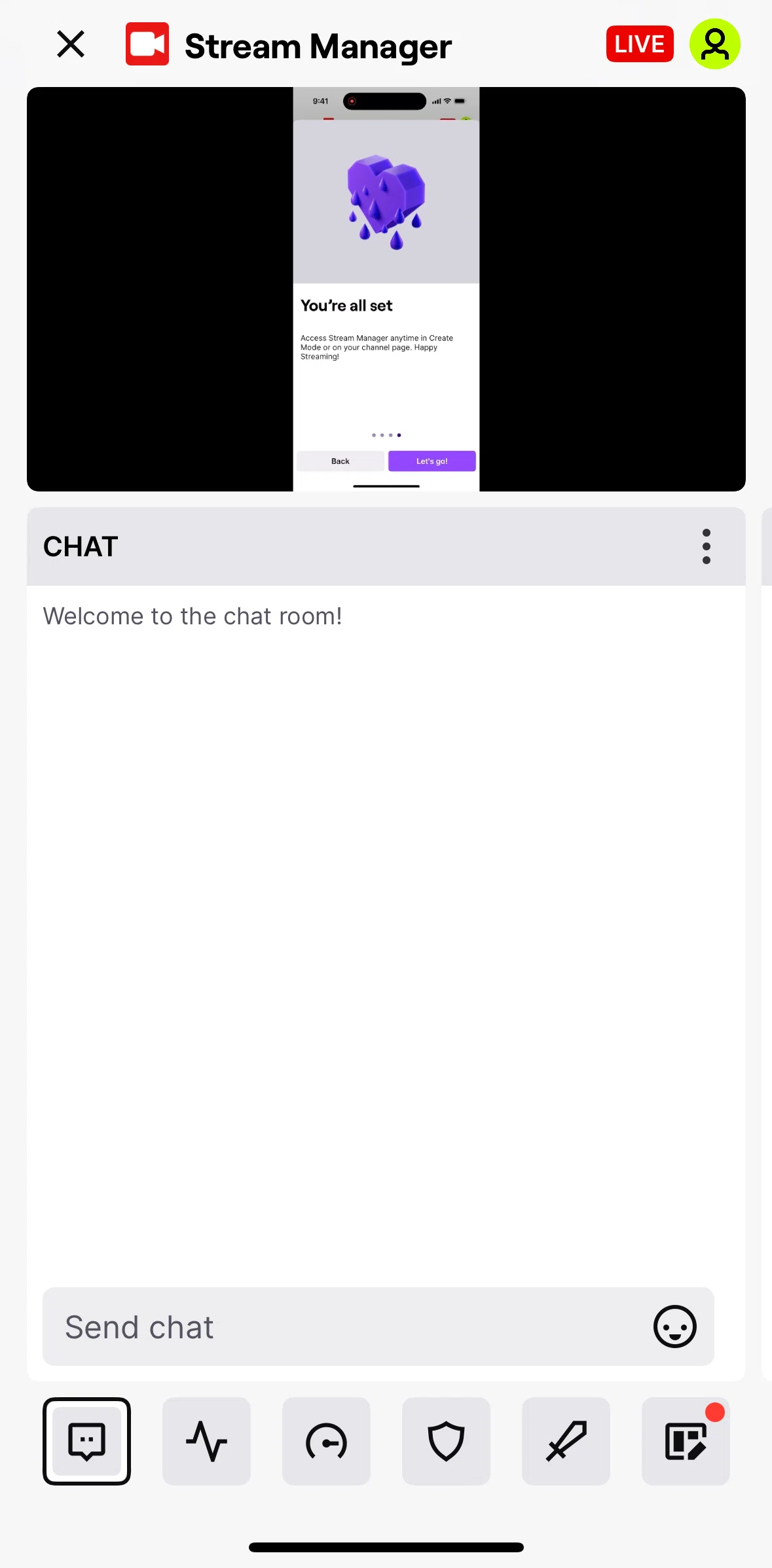 Twitch Screen screen in the Stream manager flow