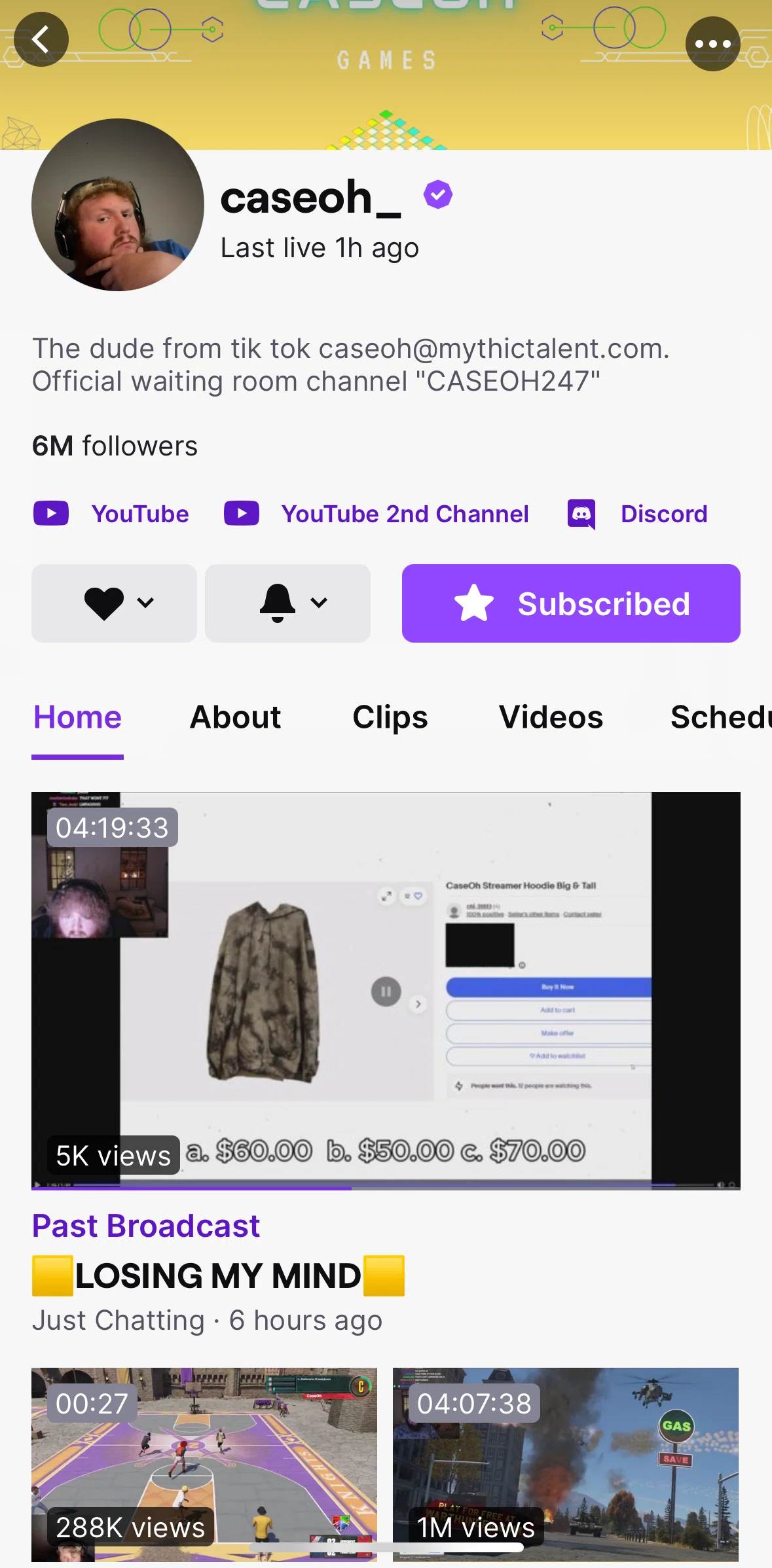 Twitch Screen screen in the Turning off live notification flow