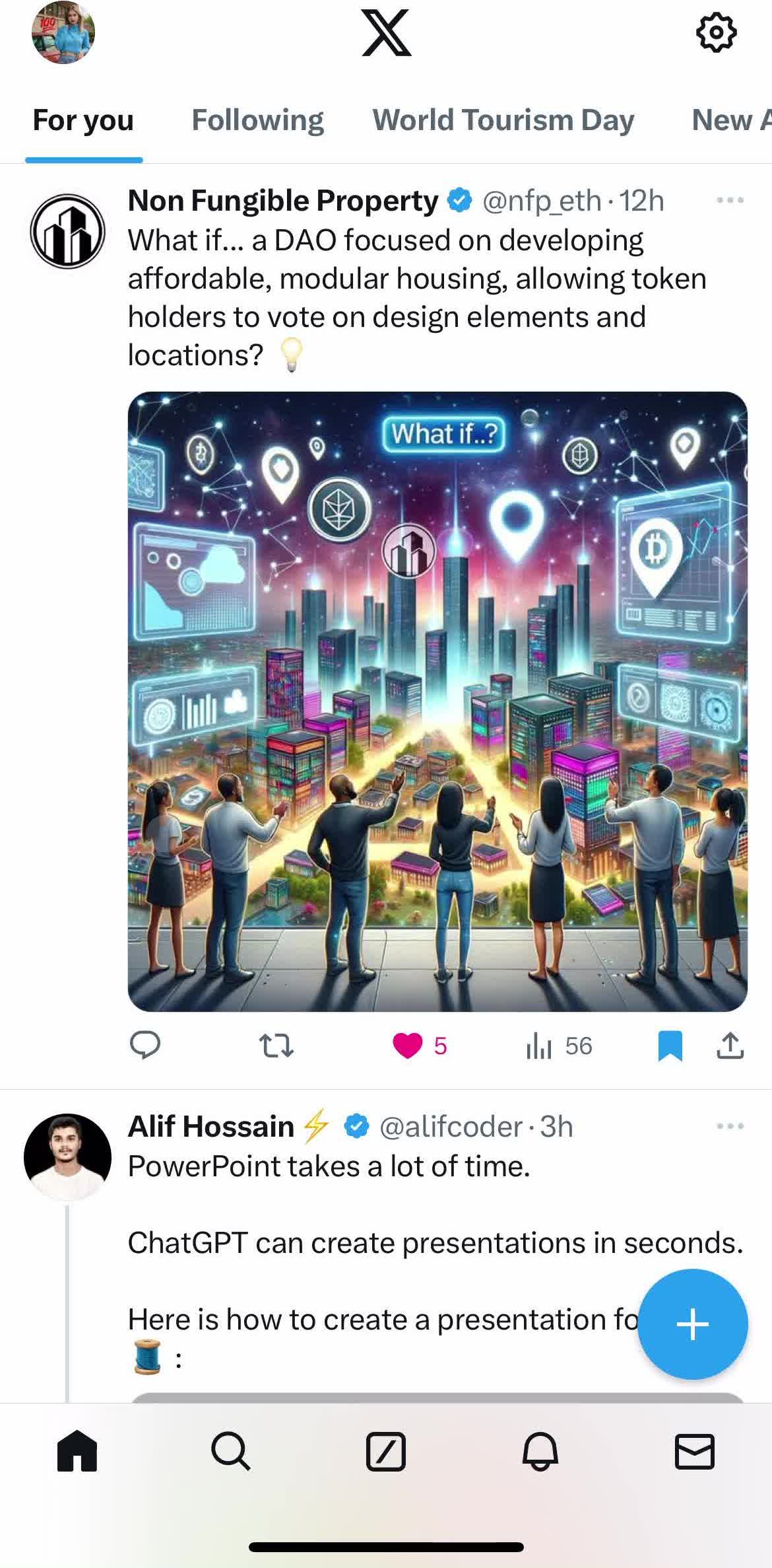 Twitter Home screen in the Filtering flow