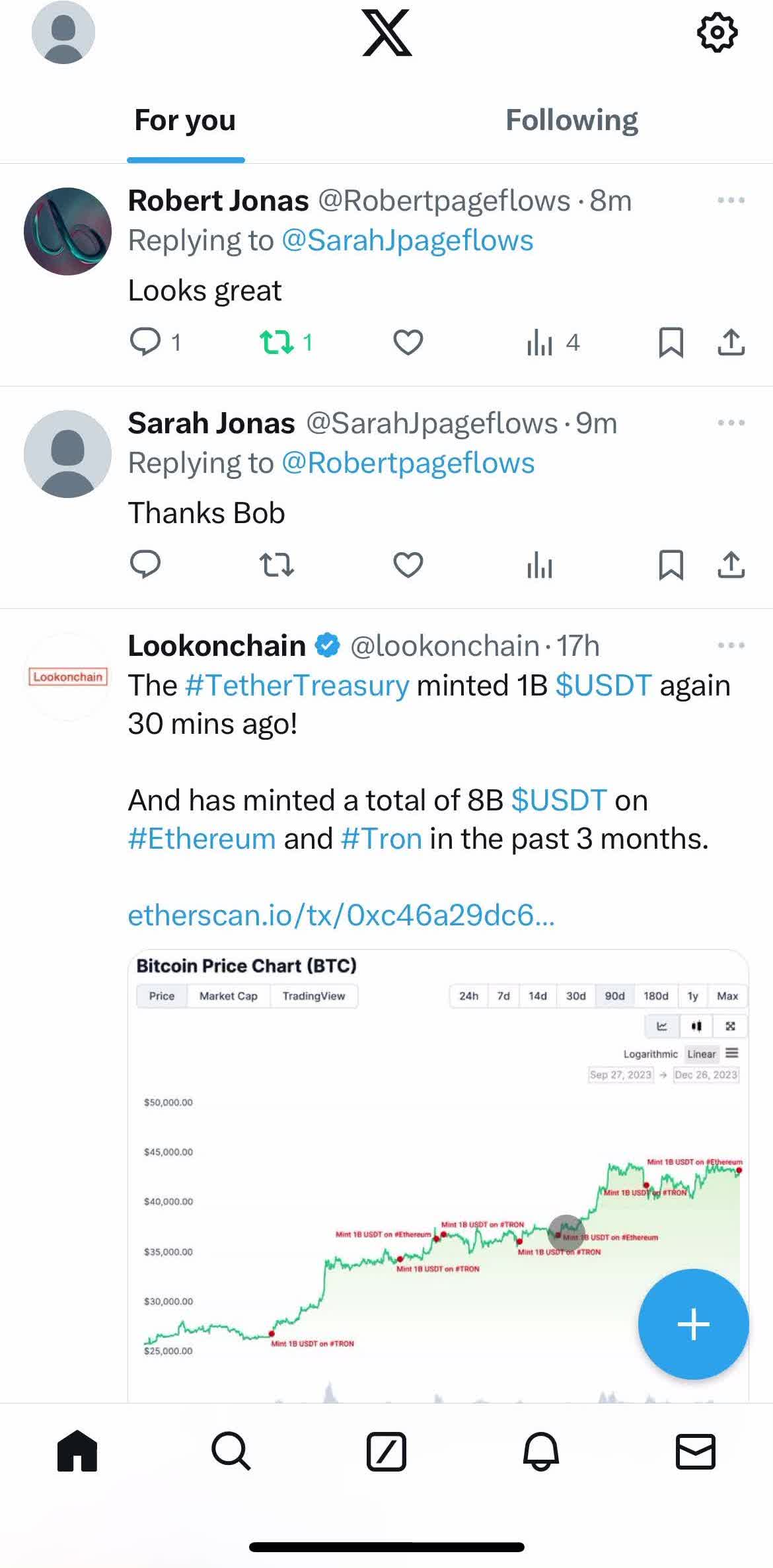 Twitter Home screen in the Pinning A Conversation flow