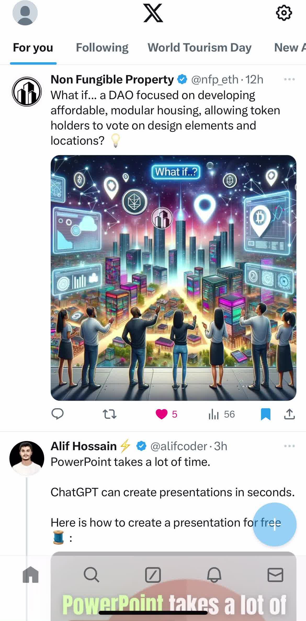 Twitter Home screen in the Updating Your Profile flow