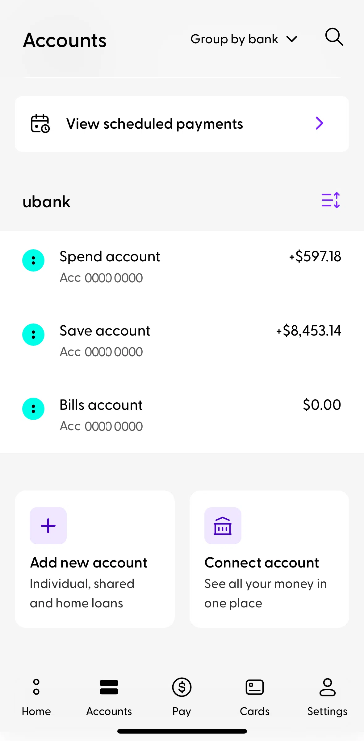 Ubank Money App Screen screen in the Add an account flow