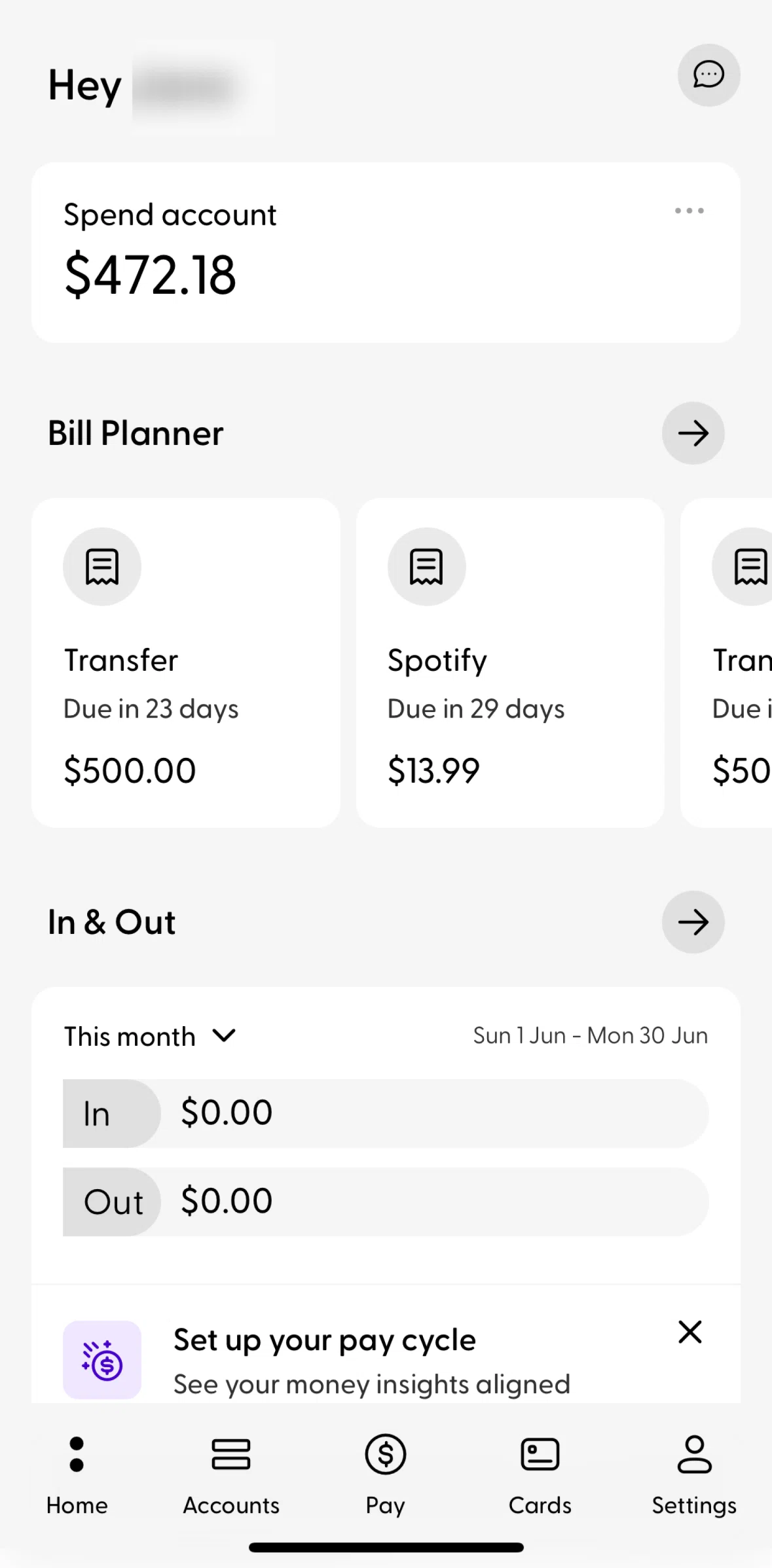 Ubank Money App Screen screen in the Bill planner flow