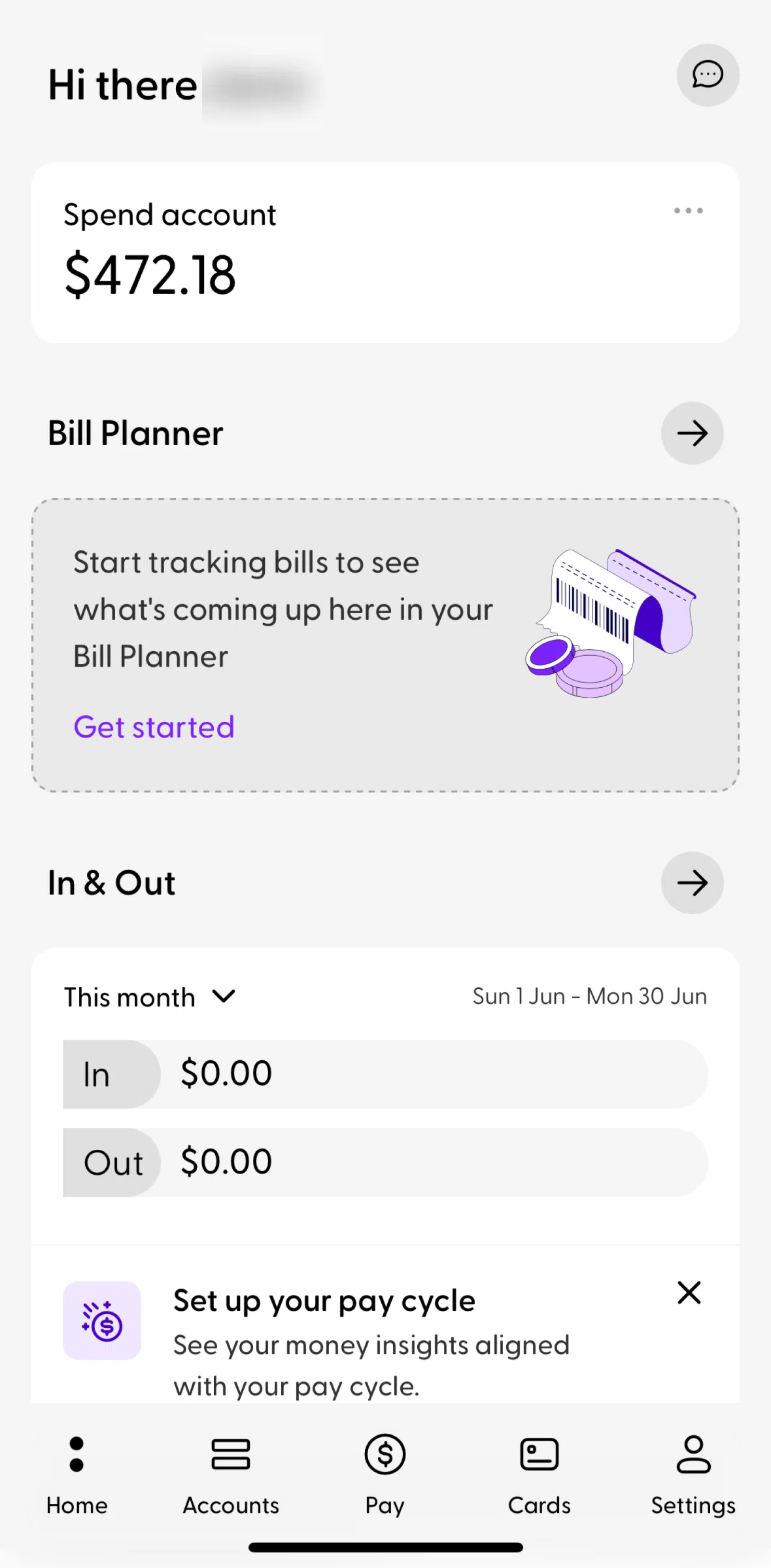 Ubank Money App Screen screen in the Home flow