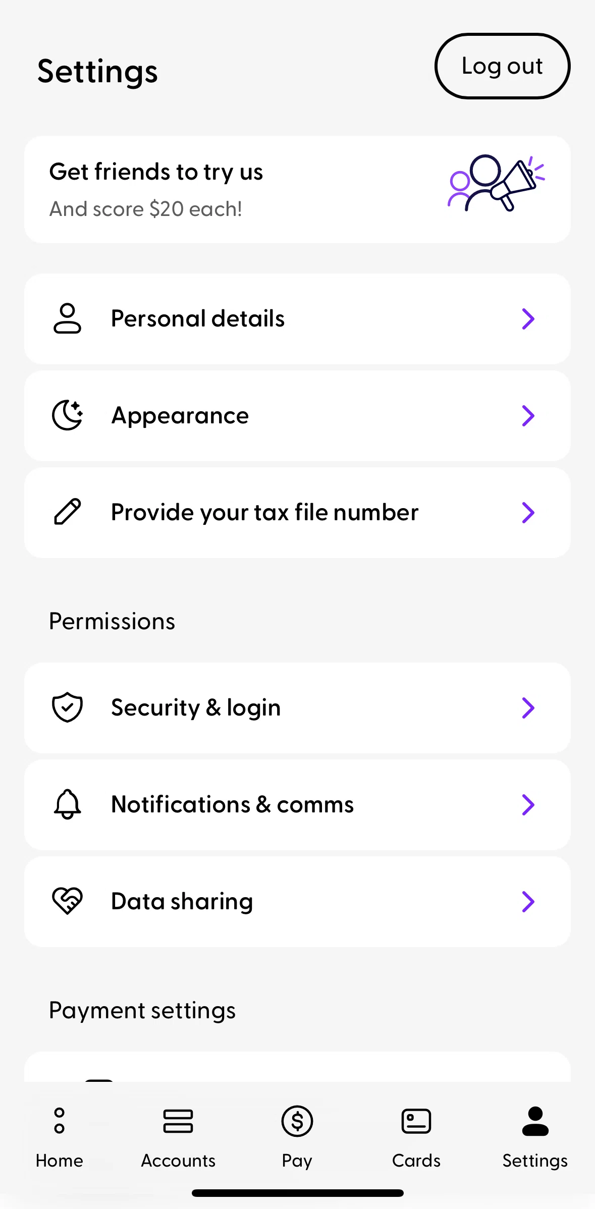 Ubank Money App Screen screen in the Provide tax file number flow