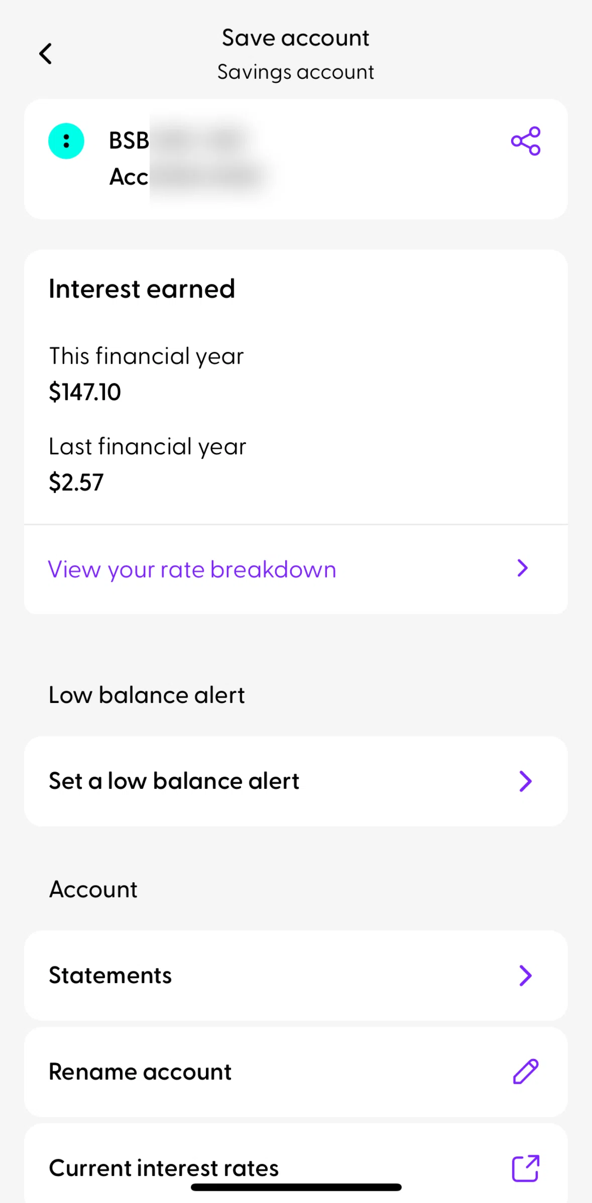 Ubank Money App Screen screen in the Rate breakdown flow