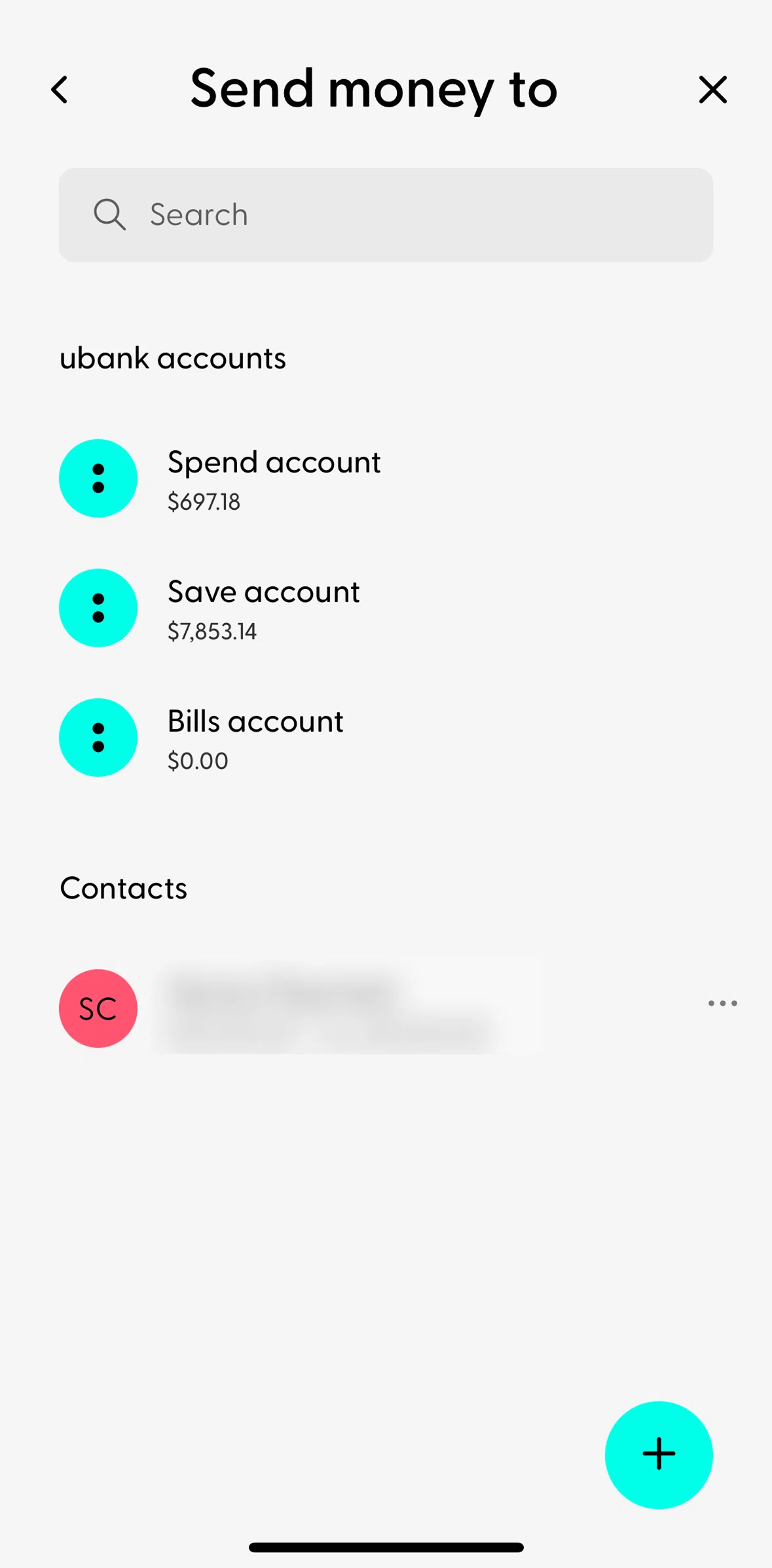 Ubank Money App Screen screen in the Renaming a contact flow