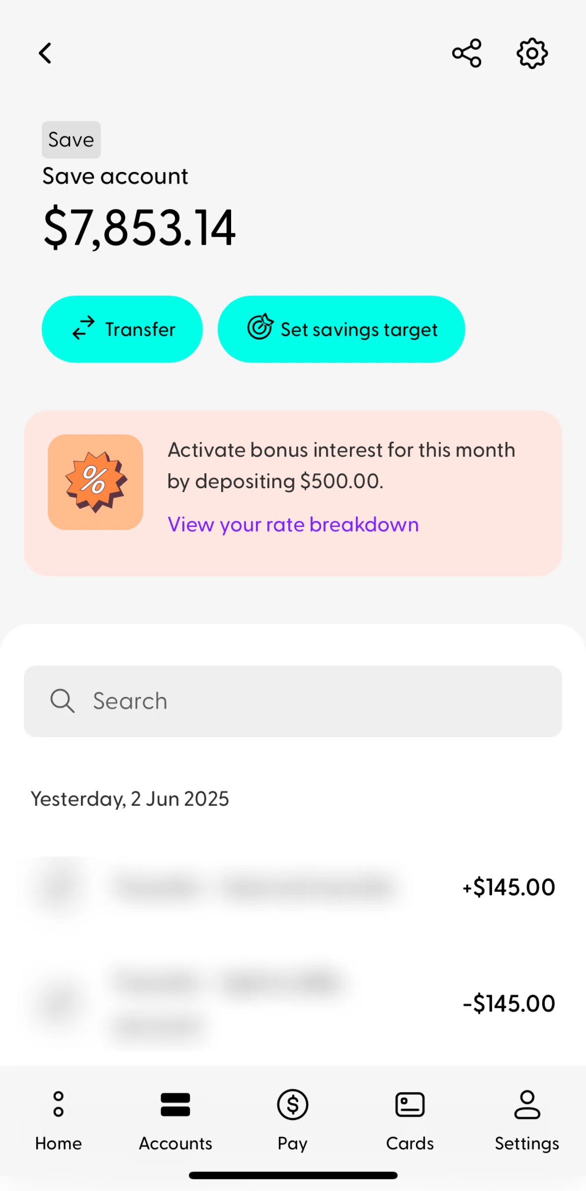 Ubank Money App Screen screen in the Setting a savings target flow