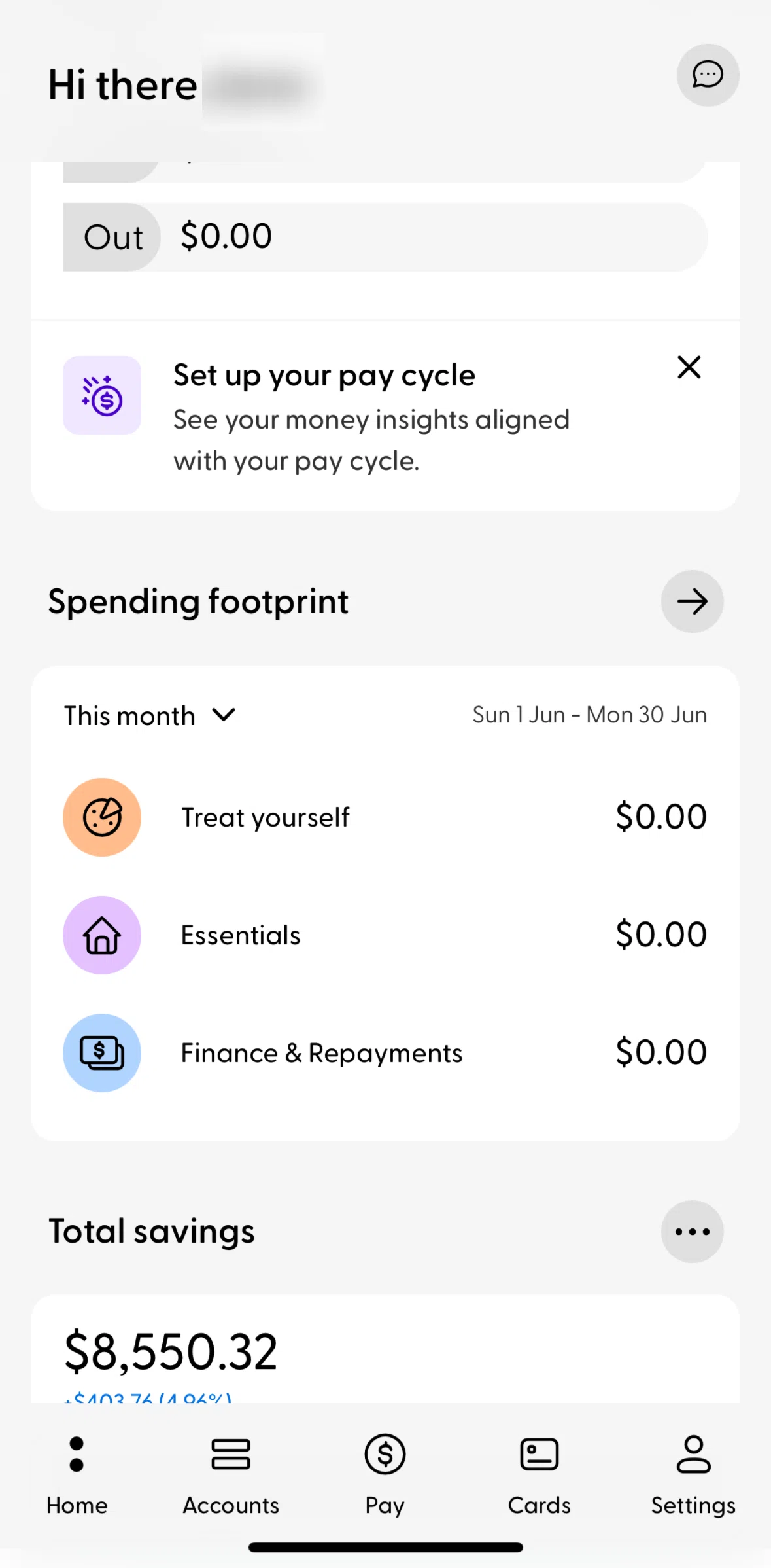 Ubank Money App Screen screen in the Spending footprint flow