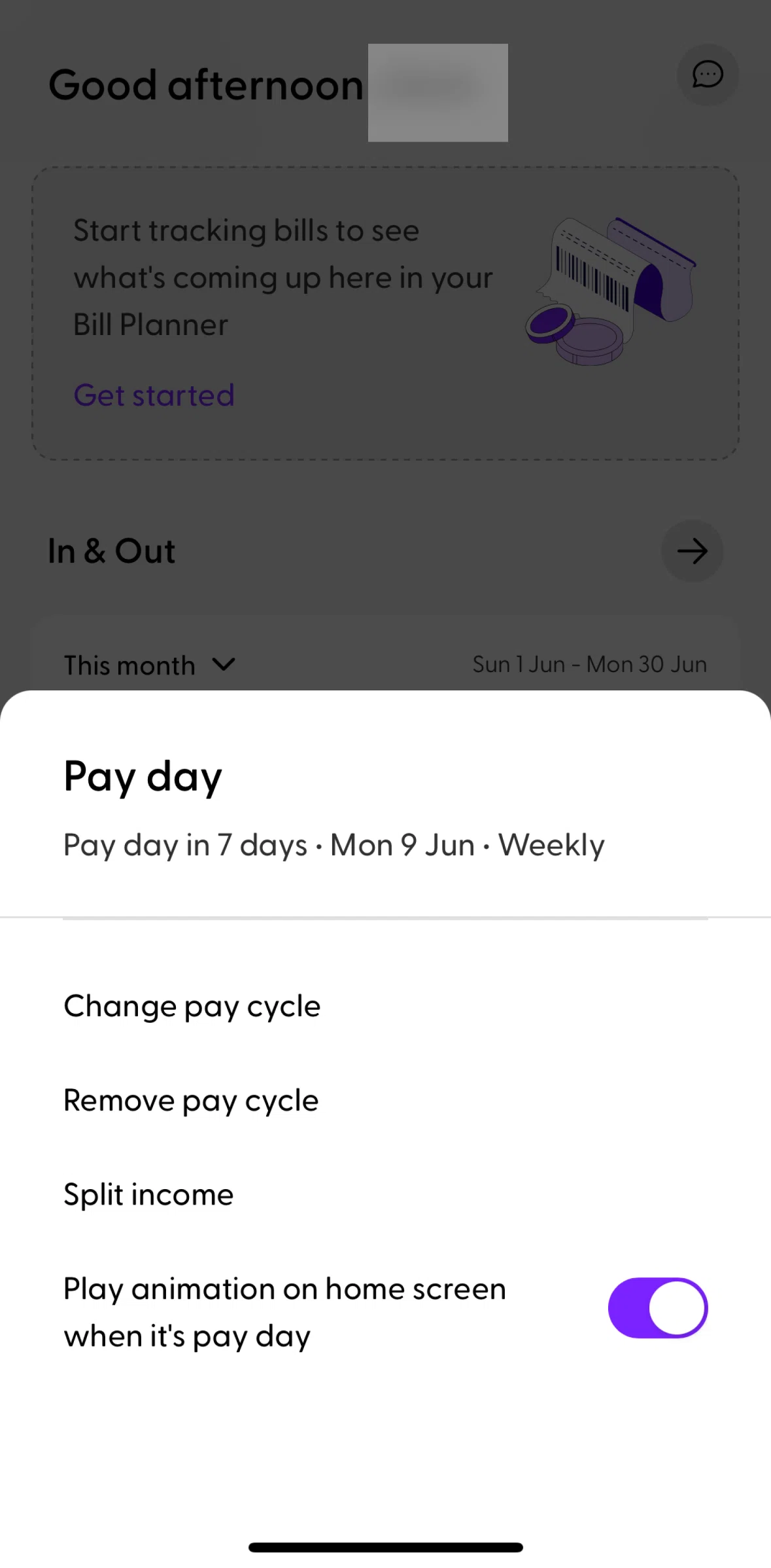 Ubank Money App Screen screen in the Splitting income (percentage) flow
