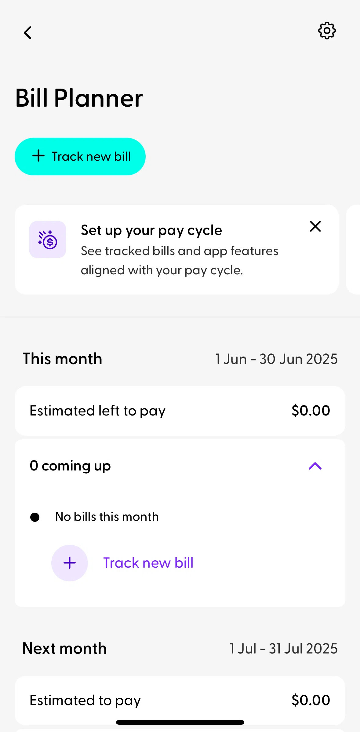 Ubank Money App Screen screen in the Tracked bills flow