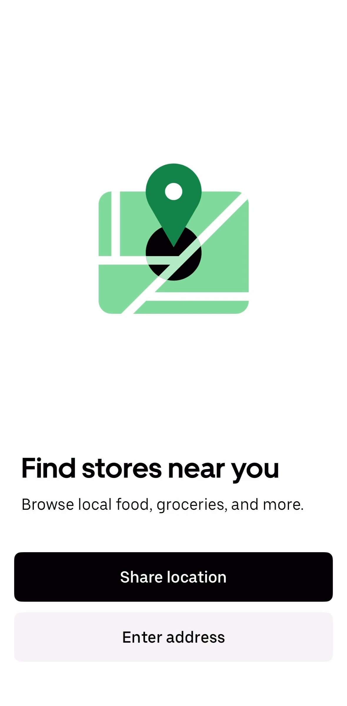 Uber Eats Screen screen in the Adding an address flow