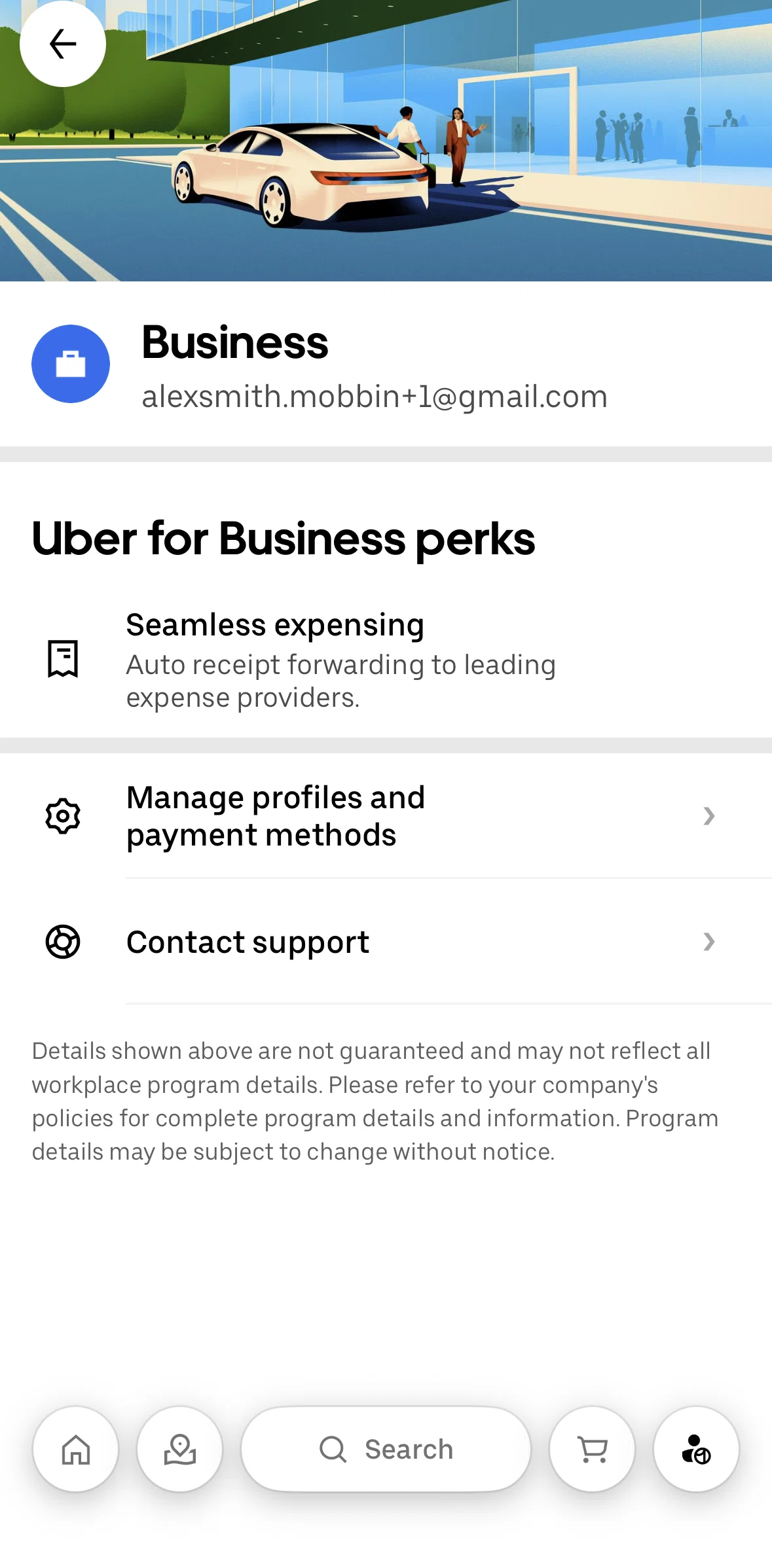 Uber Eats Screen screen in the Business preferences flow