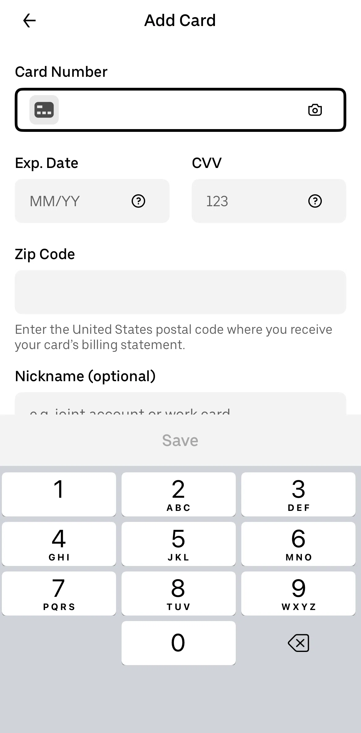 Uber Eats Screen screen in the Expiration date information flow