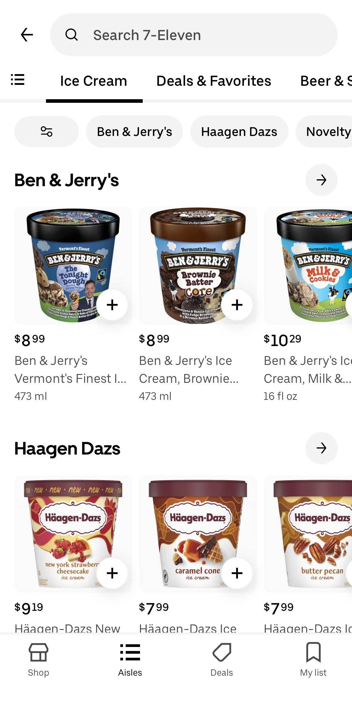 Uber Eats Screen screen in the Filtering products flow
