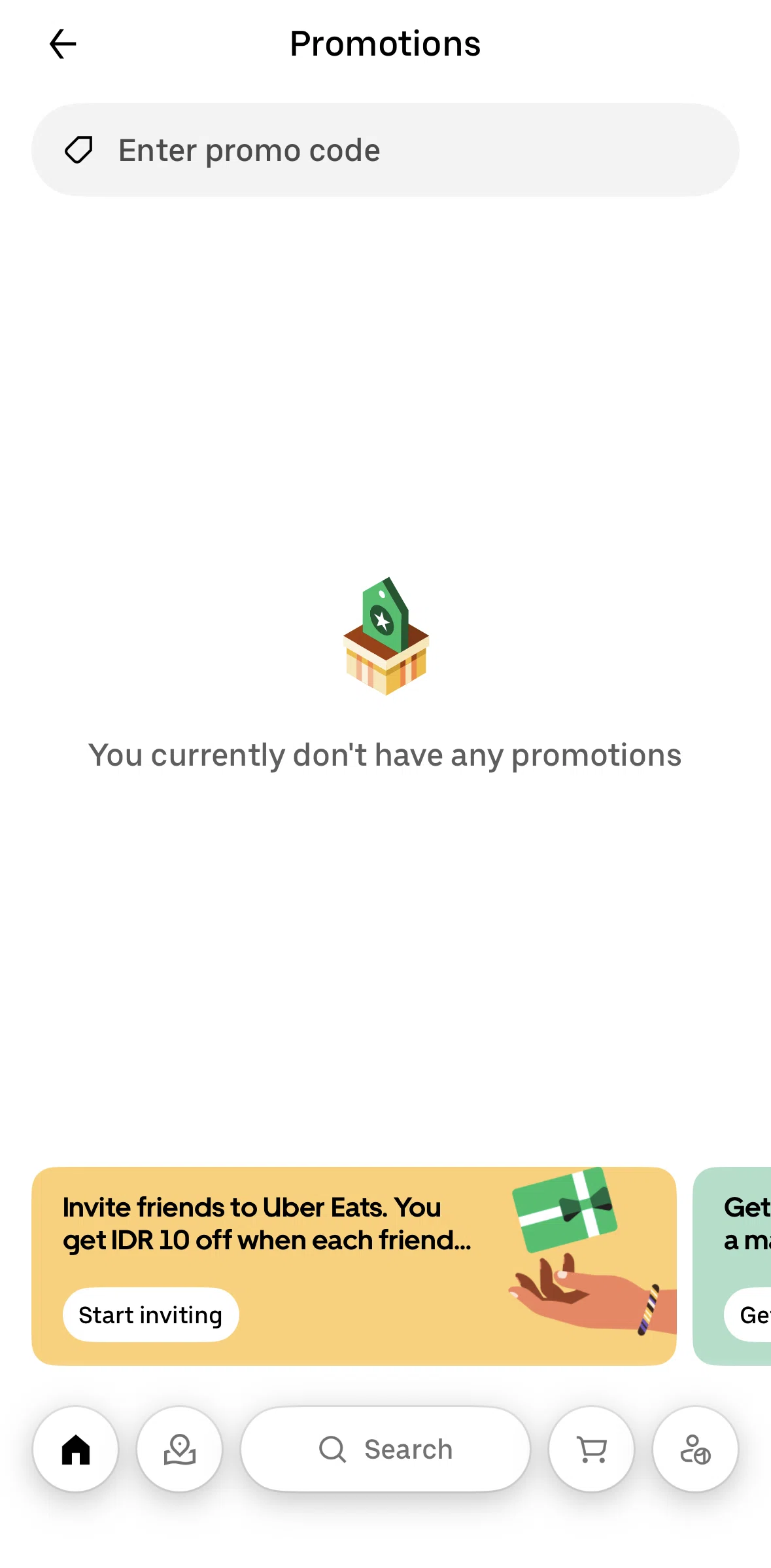 Uber Eats Screen screen in the Invite friends flow