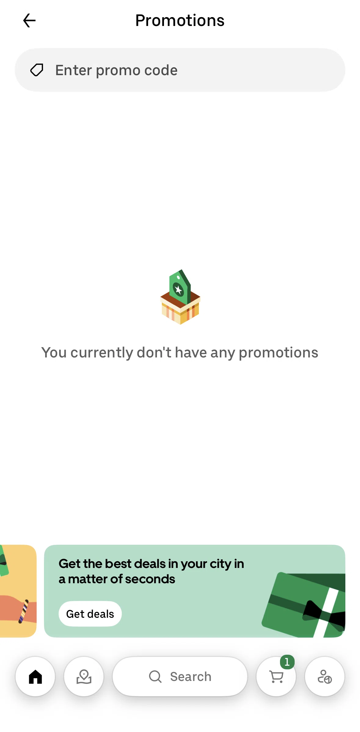 Uber Eats Screen screen in the Offers flow