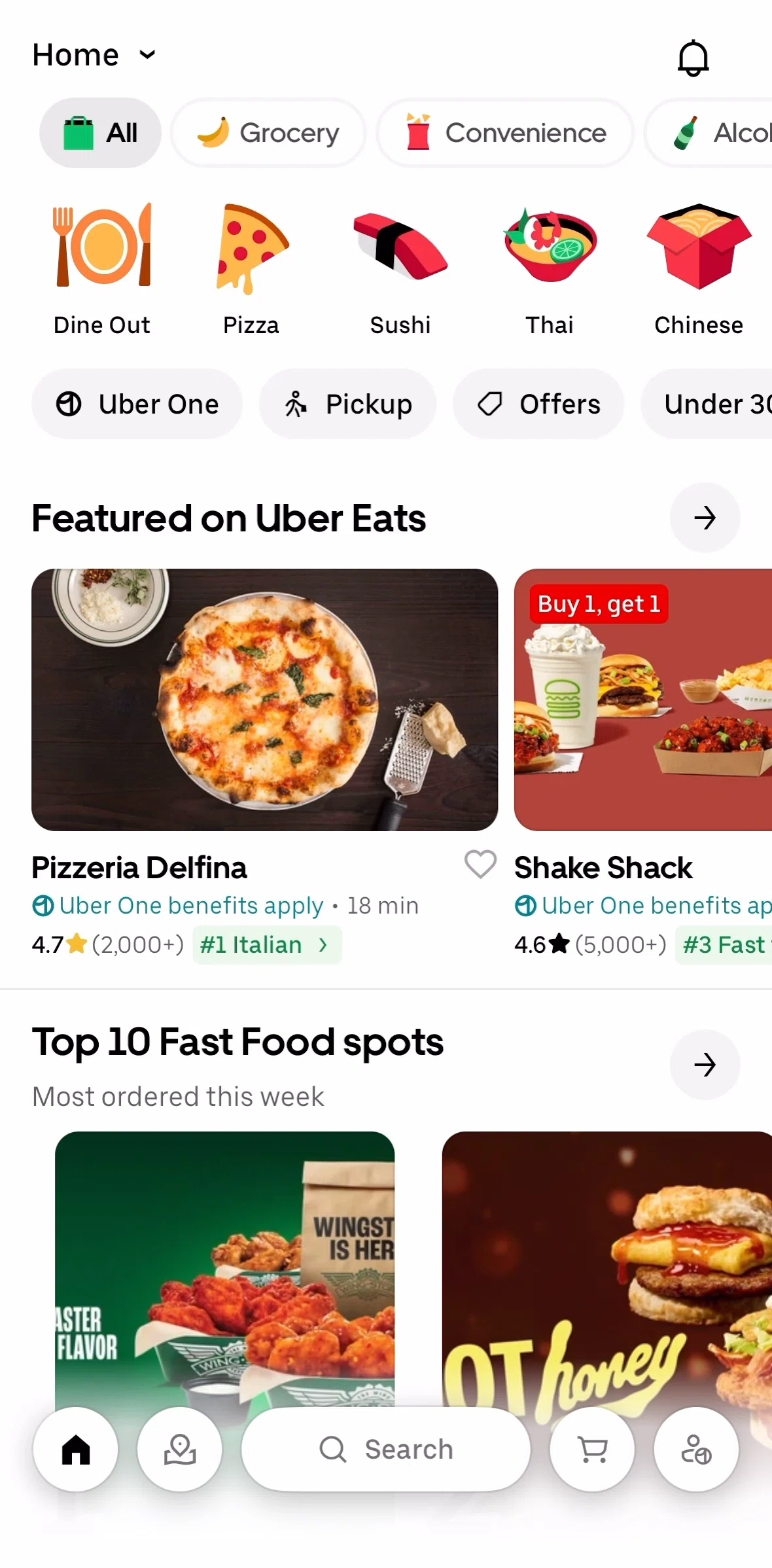 Uber Eats Screen screen in the Profile flow