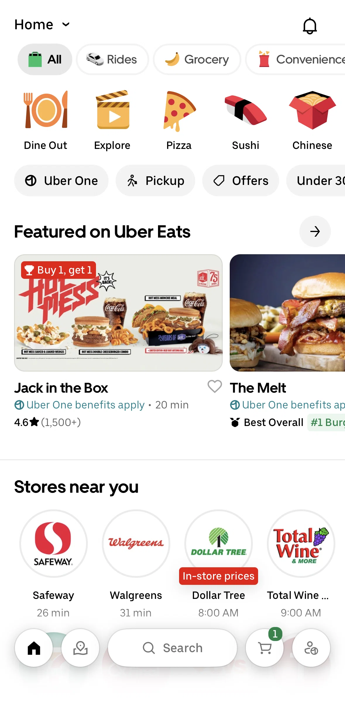 Uber Eats Screen screen in the Restaurant detail flow