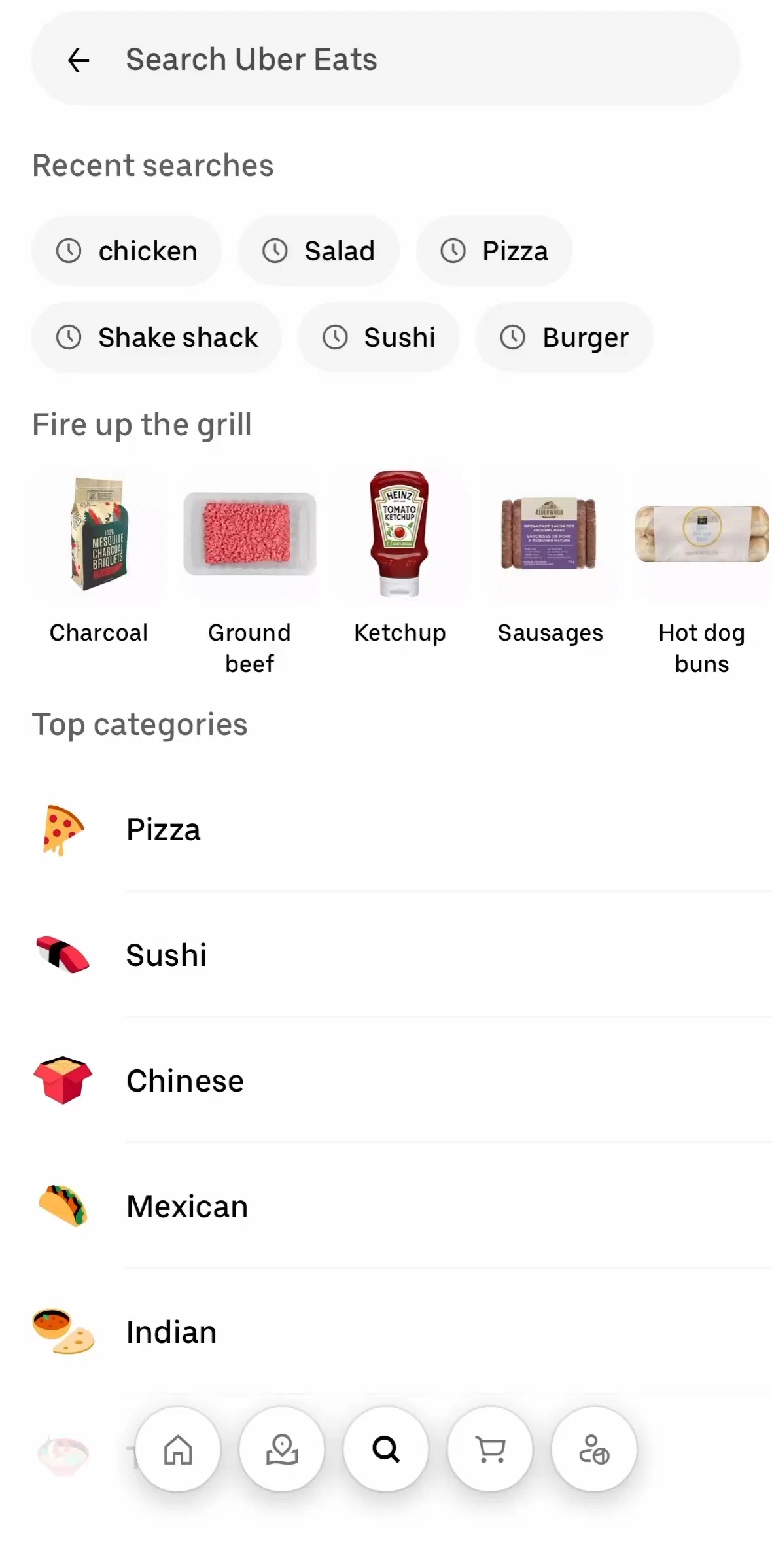 Uber Eats Screen screen in the Searching Uber Eats flow