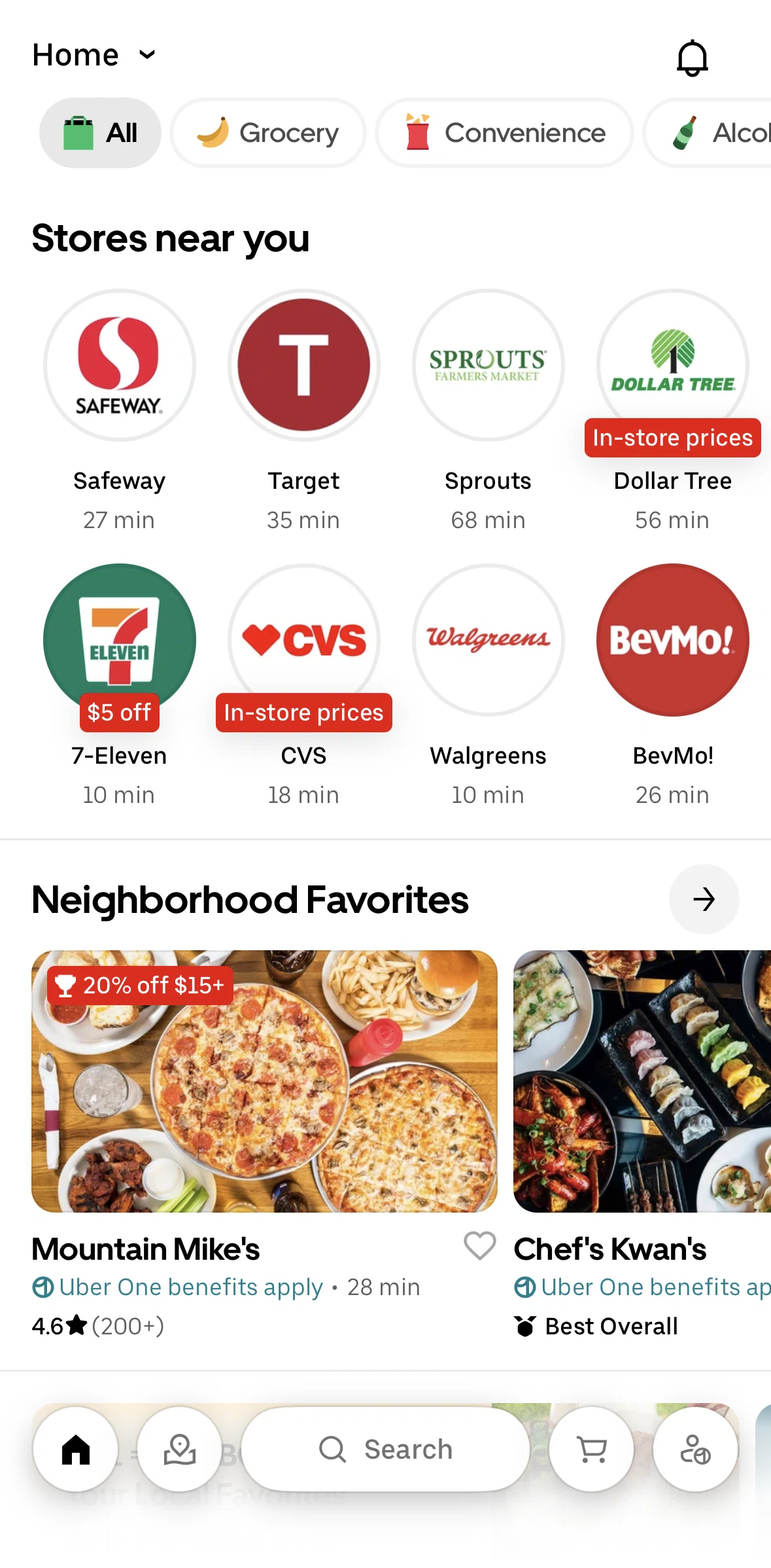 Uber Eats Screen screen in the Store detail flow