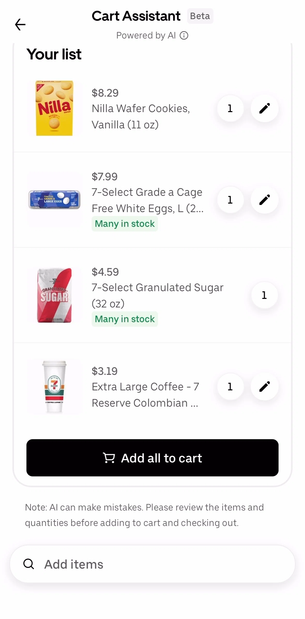 Uber Eats Screen screen in the Swapping an item flow
