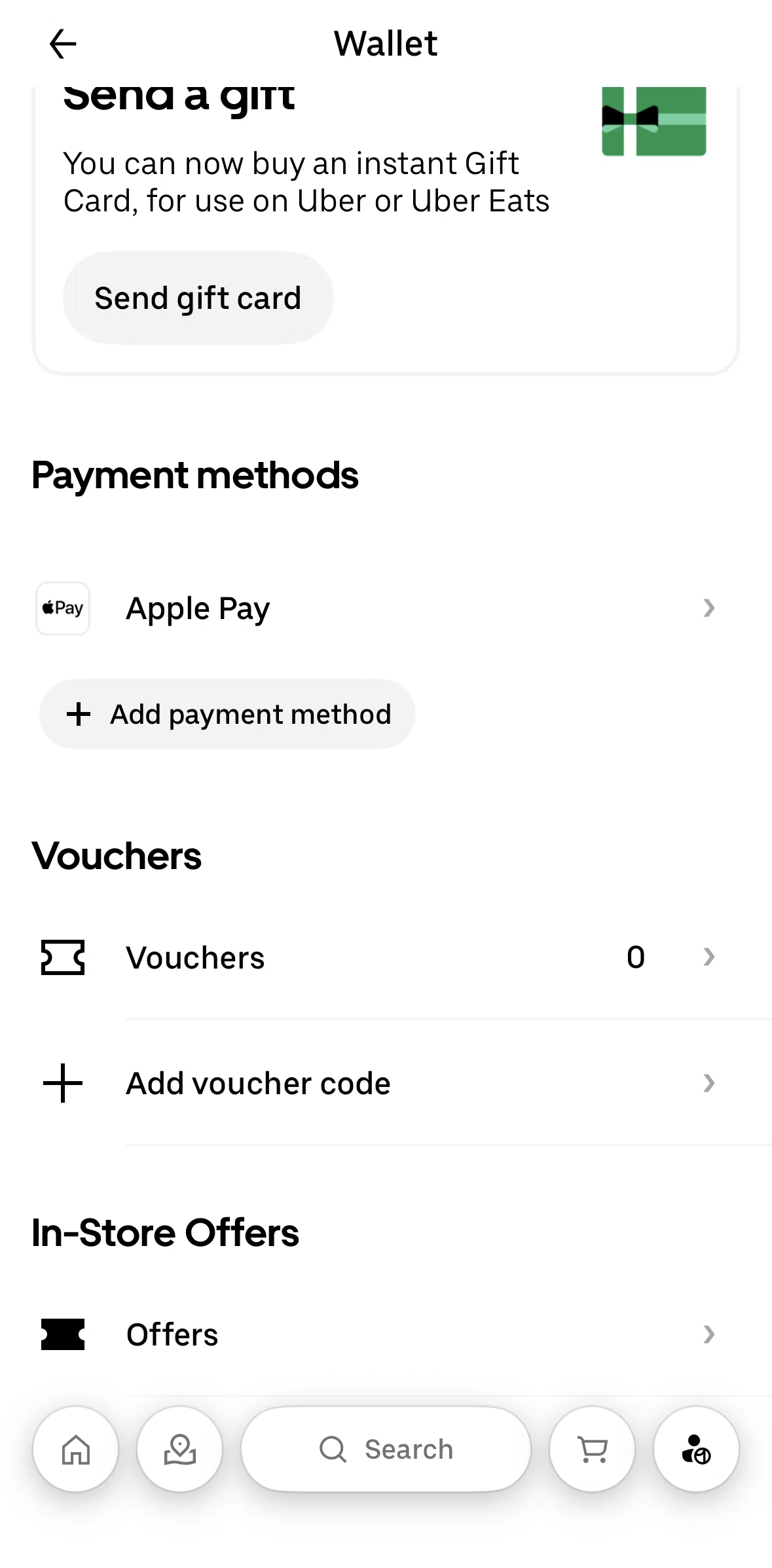 Uber Eats Screen screen in the Vouchers flow