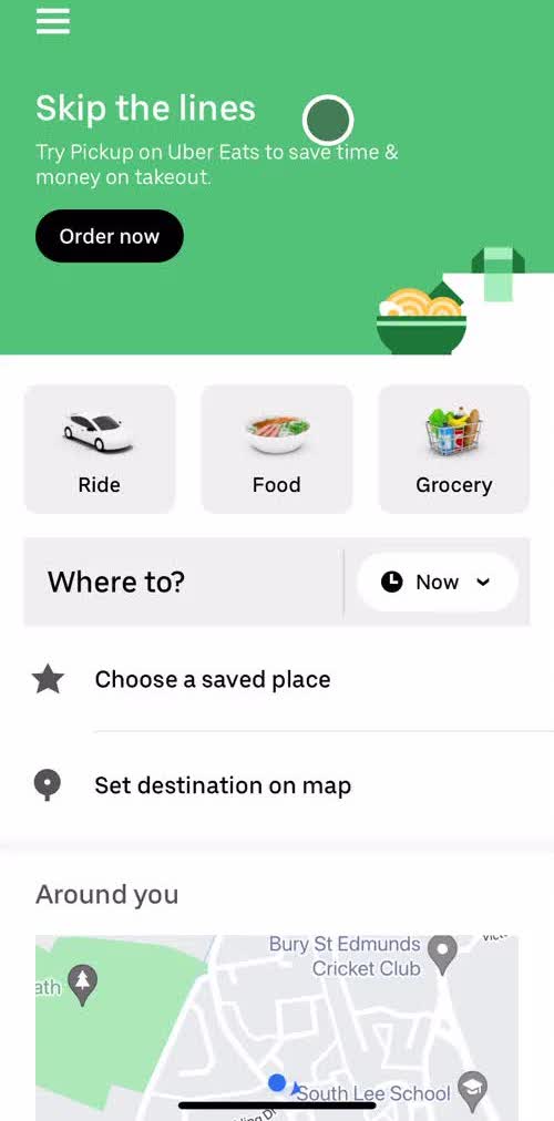 Uber Home screen in the Business Sign Up flow